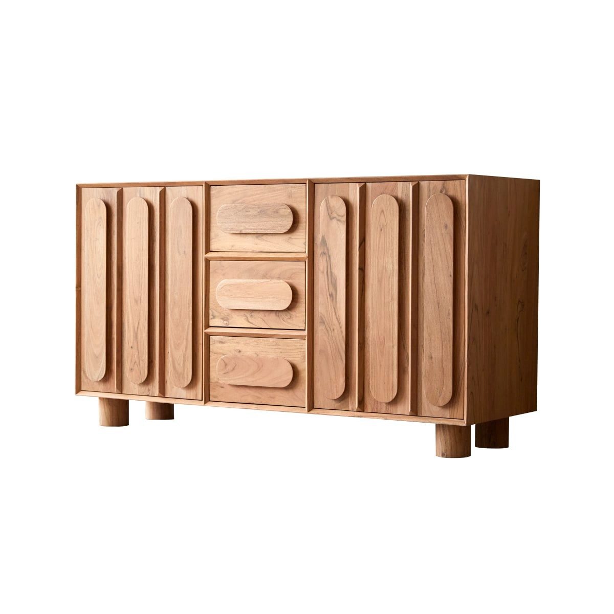 Tikamoon Waschtisch Waschtischunterschrank aus massivem Akazienholz 145 cm - Olga