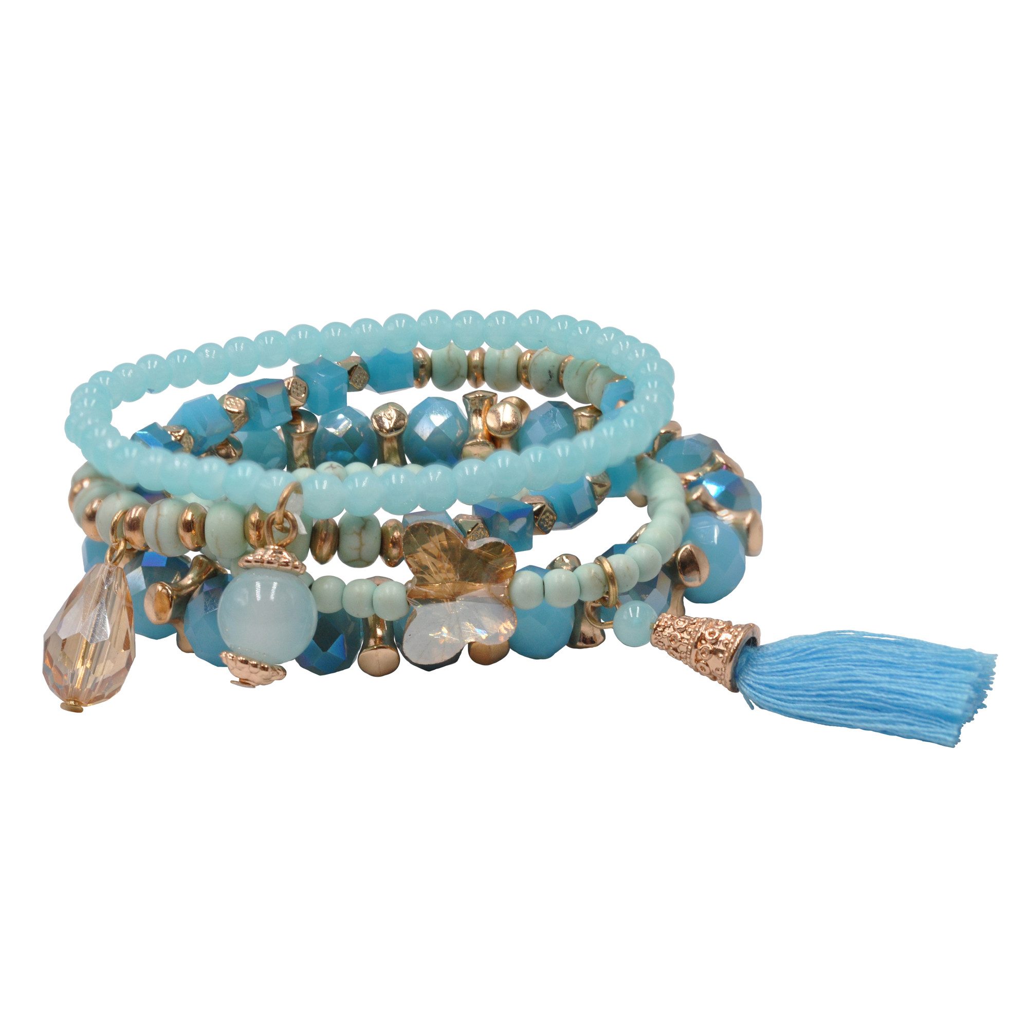 Steuer Armband Metall vergoldet Glasstein türkis