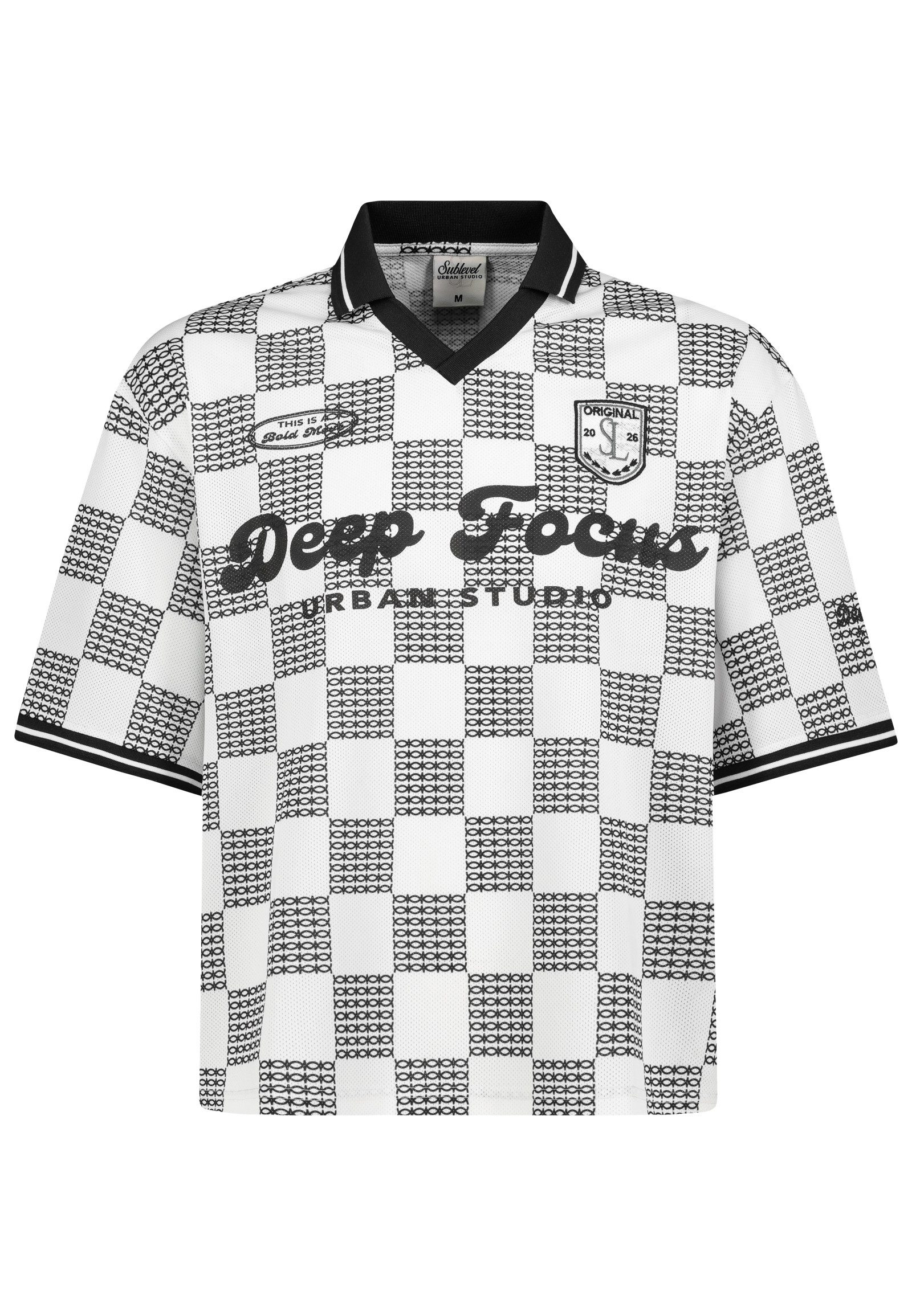 SUBLEVEL Herren Poloshirt im Trikot Look Mesh Jersey T-Shirt, Retro Trikot Style