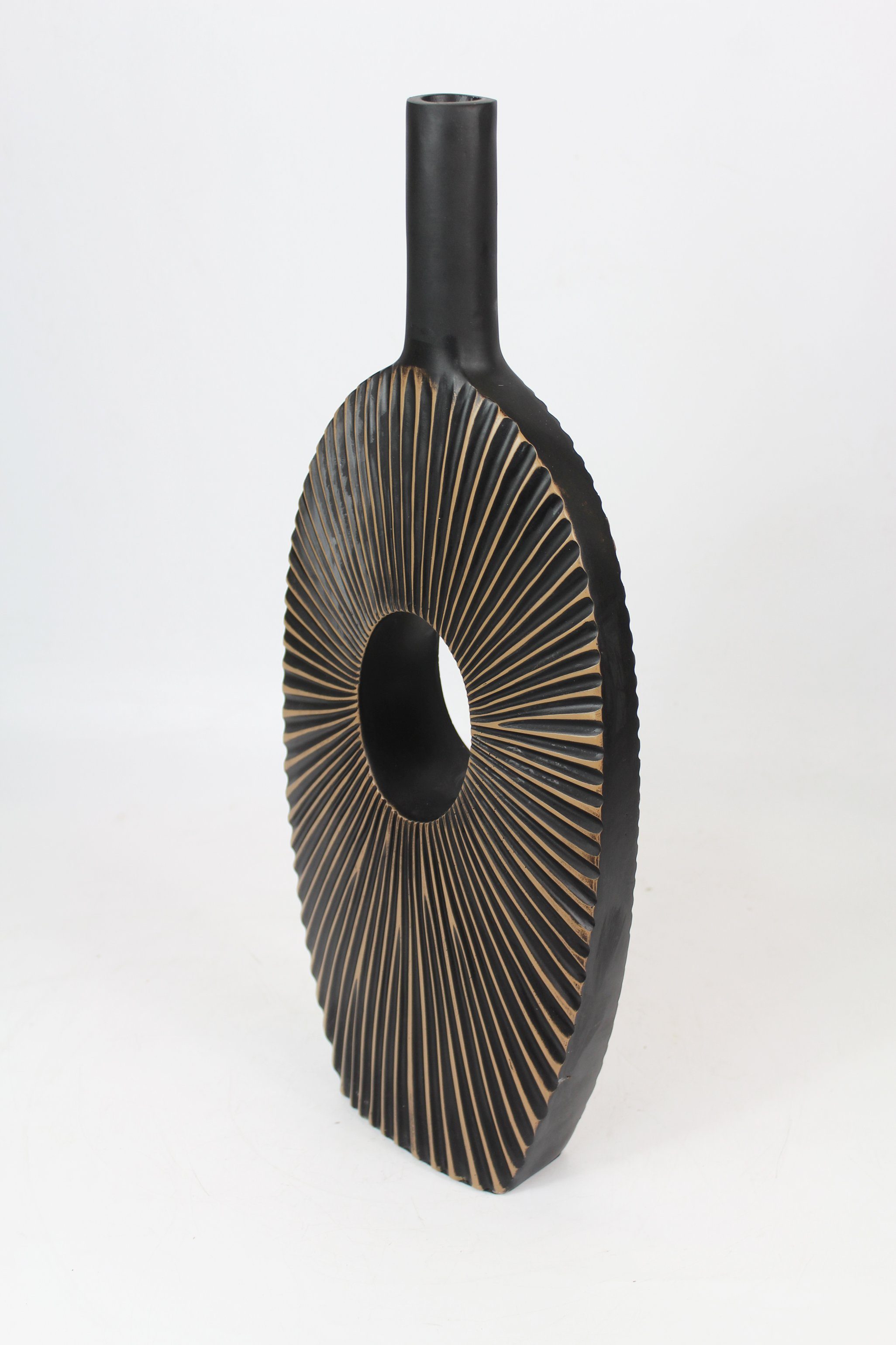 Arnusa Dekovase Blumenvase moderne Vase geriffelt Braun Dekoration, große Tischvase mit Filzgleiter – Bild 4 von 5
