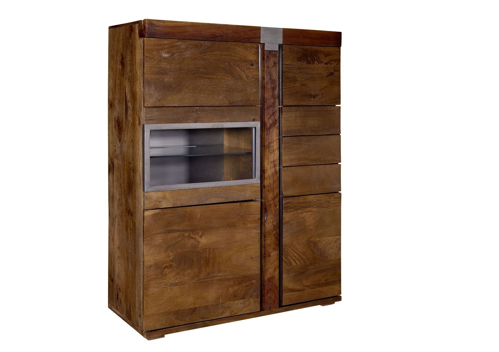 Massivmoebel24 Highboard (Highboard Mango 110x45x142 braun lackiert Amsterdam #05), Highboard Mango 110x45x142 braun lackiert Amsterdam #05