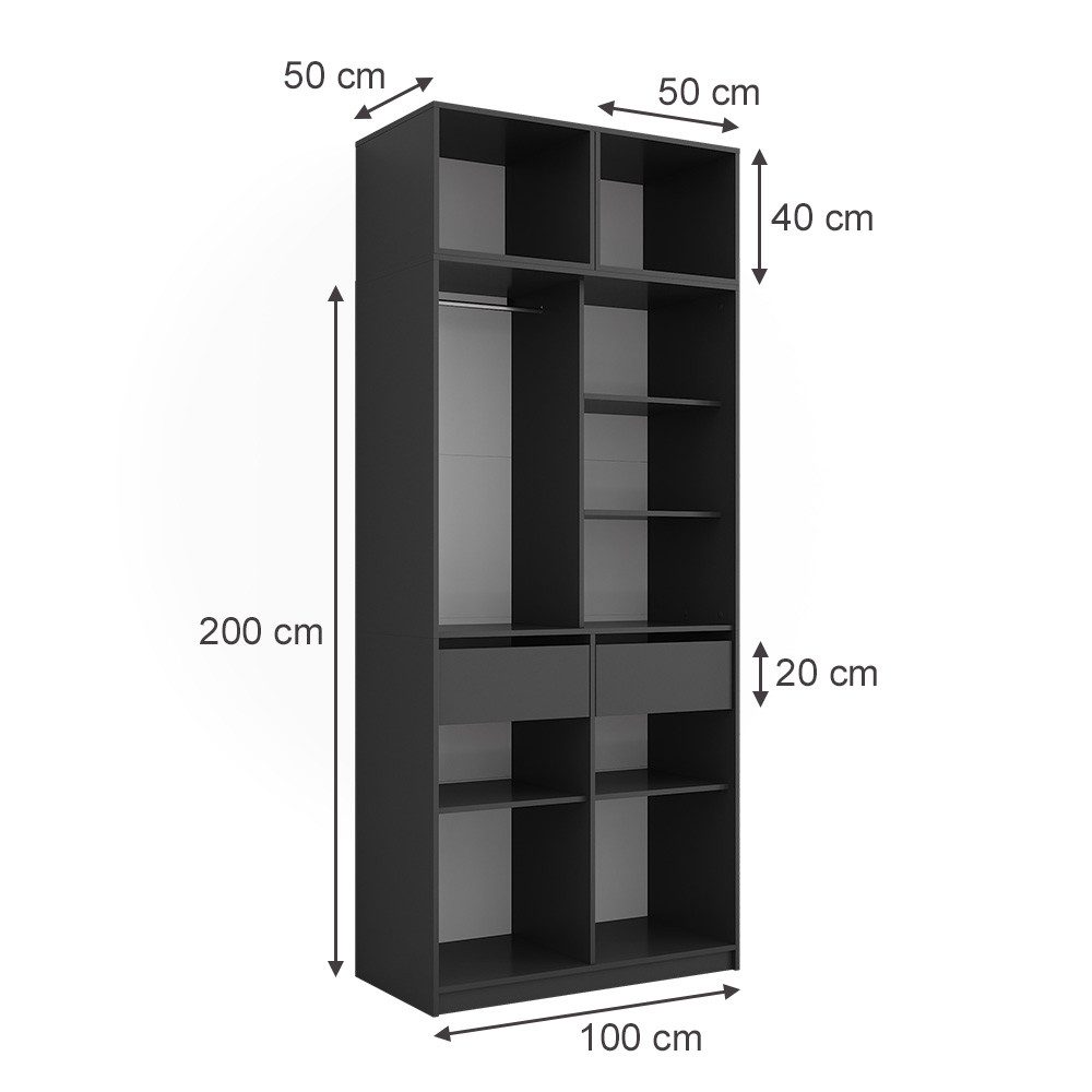 Vicco Kleiderschrank Elmo, Anthrazit, 50 x 40 cm 3er Set (3-St)