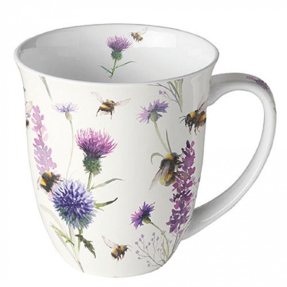 Ambiente Luxury Paper Products Becher Sommer Porzellan Tasse -Mug Tiere, Blumen, Frühling Kollektion, 1-tlg., Porzellan Tasse ca. 400ml, Herbst - Pflanzen Tee/Kaffee - Ideal Als Geschenk