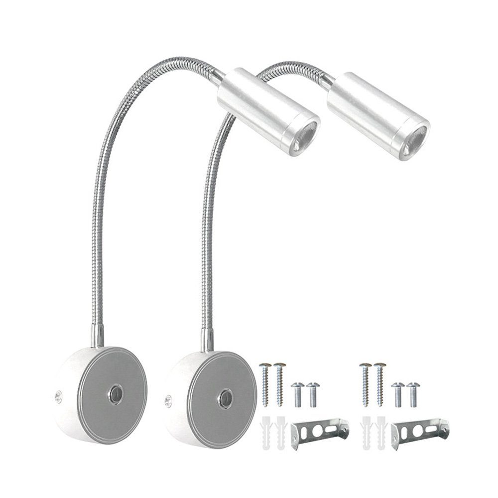 MUPOO LED Leselampe LED Nachtlicht,Wandlampe LED Leselicht mit Schalter & USB, 360°Gedreht, 3 Lichtfarben, Dimmbar, LED fest integriert, Dimmbar,Bettlampe,LED Leselampen,Schwenkbar,Schwarz&Silber