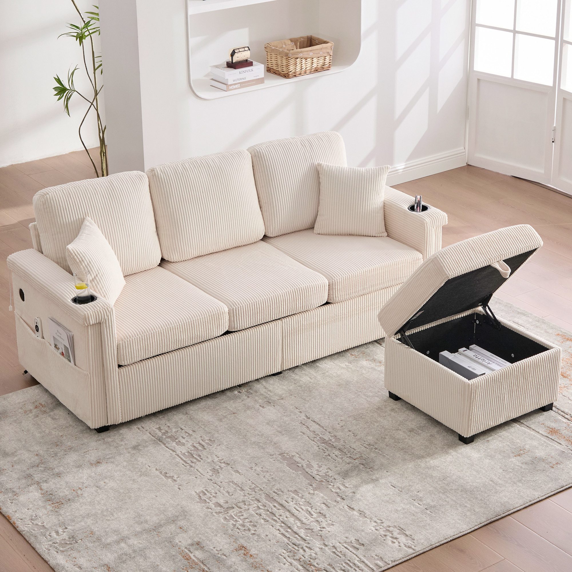 Odikalo 3-Sitzer Speichersofa Schlafsofa mit USB günstig online kaufen
