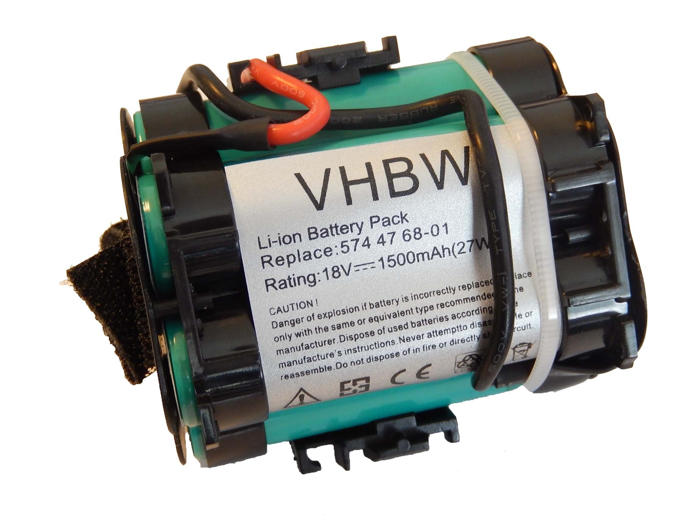 vhbw kompatibel mit McCulloch ROB R800, R600, R1000 Akku Li-Ion 1500 mAh (18 V)