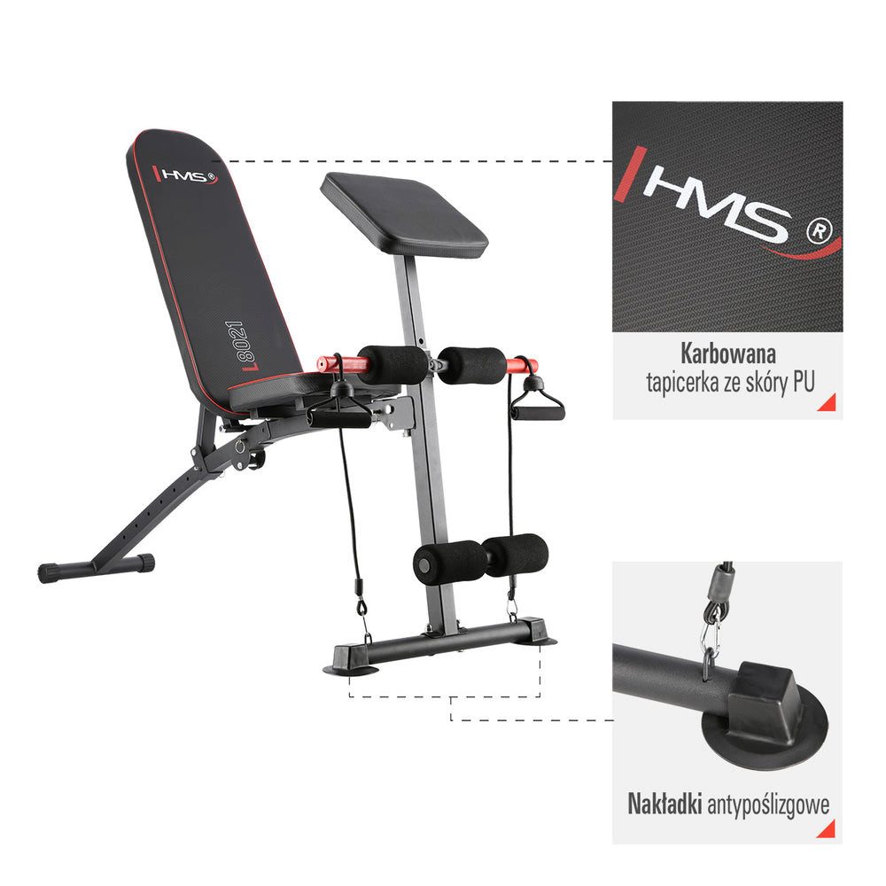HMS Trainingsbank Hantelbank Fitnessbank Curlpult, (Spar-Set, 1-tlg., 139 x 58 cm klappbar), Curlpult, Expander, klappbar, verstellbare Lehne