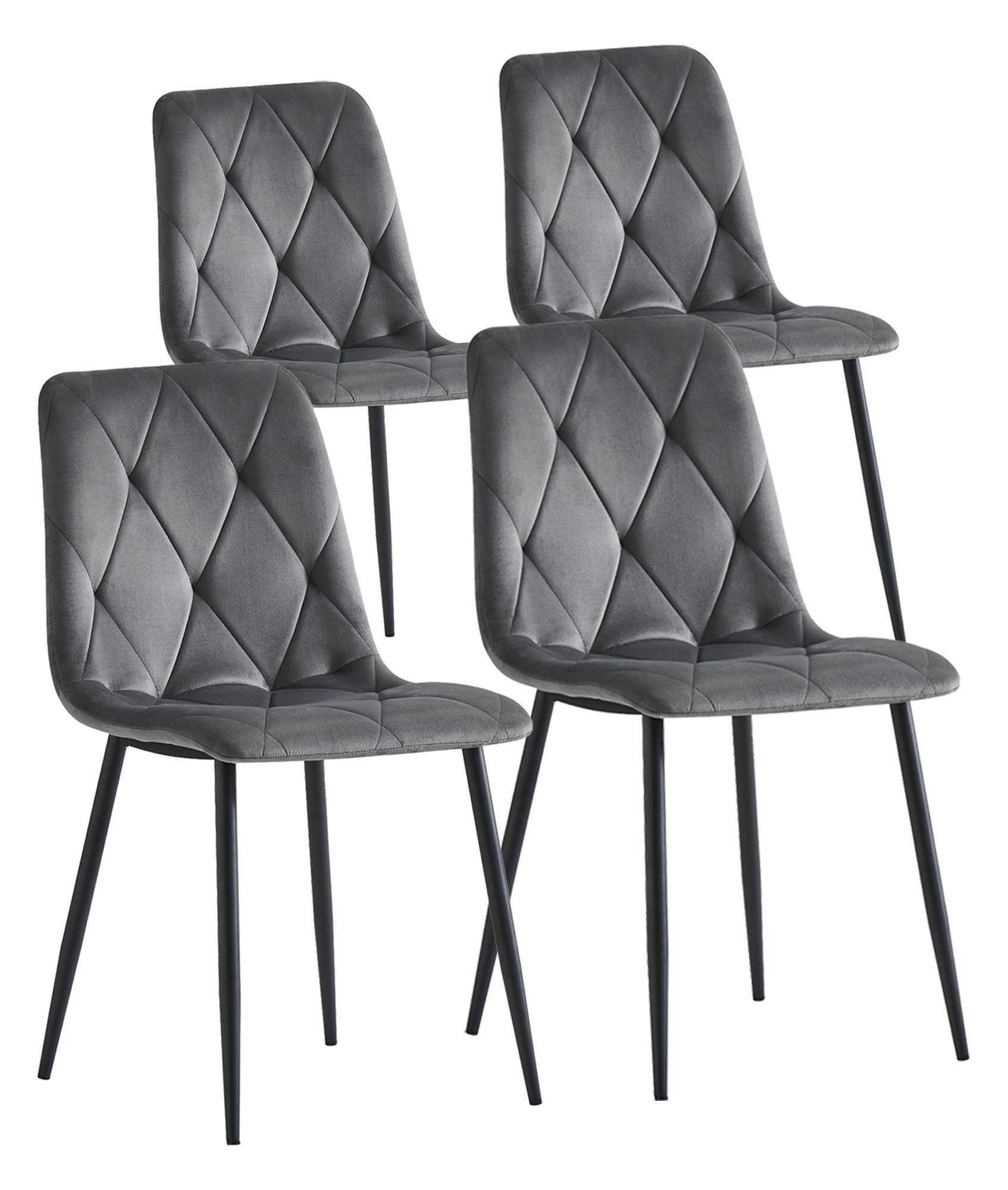 B&D home 4-Fußstuhl VICKA (Set, 4 St), Polsterstuhl aus Samt für Esszimmer und Küche