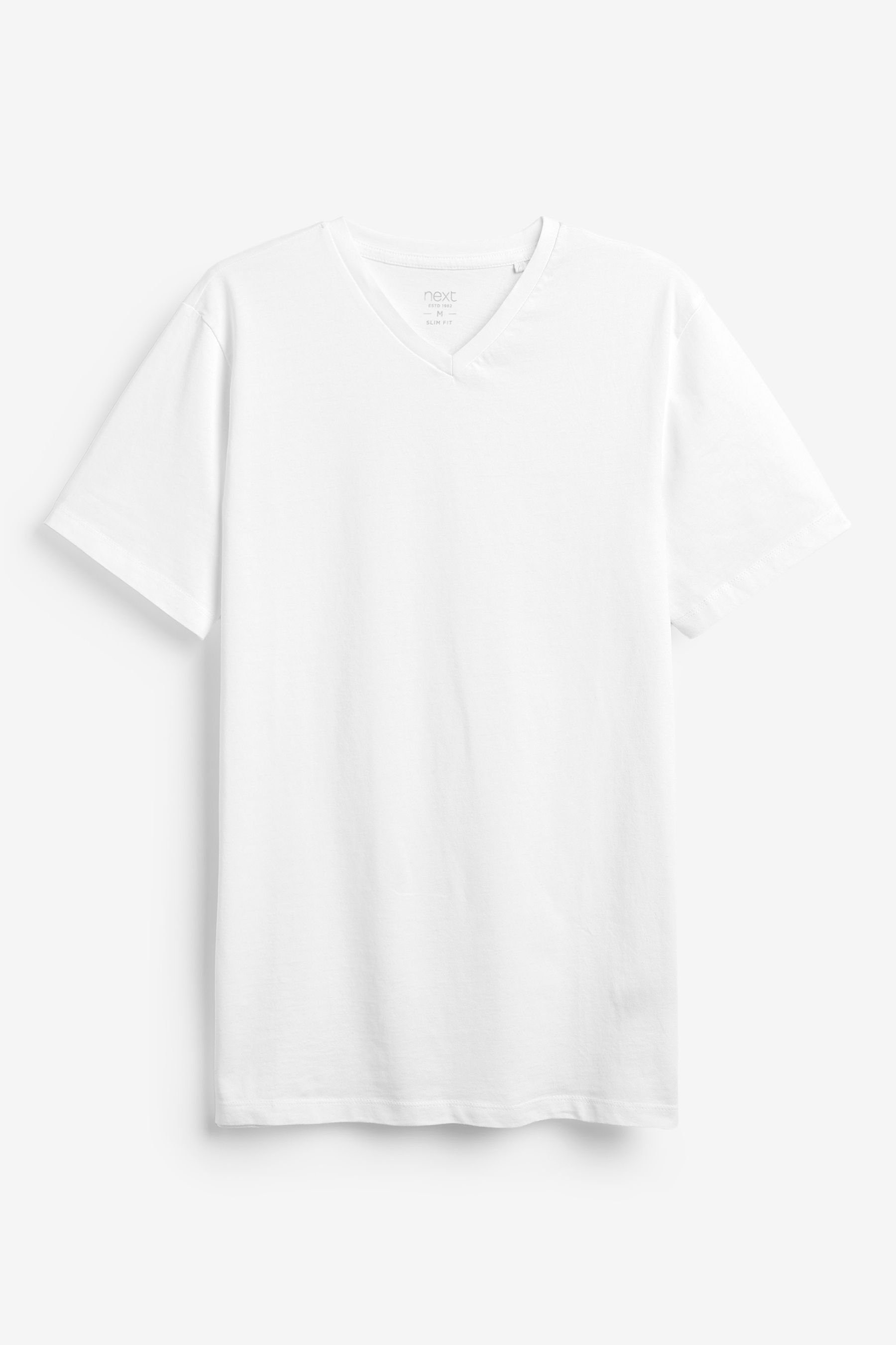 Next T-Shirt Slim Fit T-Shirt mit V-Ausschnitt (1-tlg) White