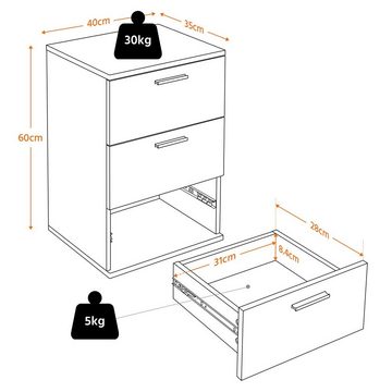 Yaheetech Nachttisch (1-St), Nachtschrank mit 3 Schubladen