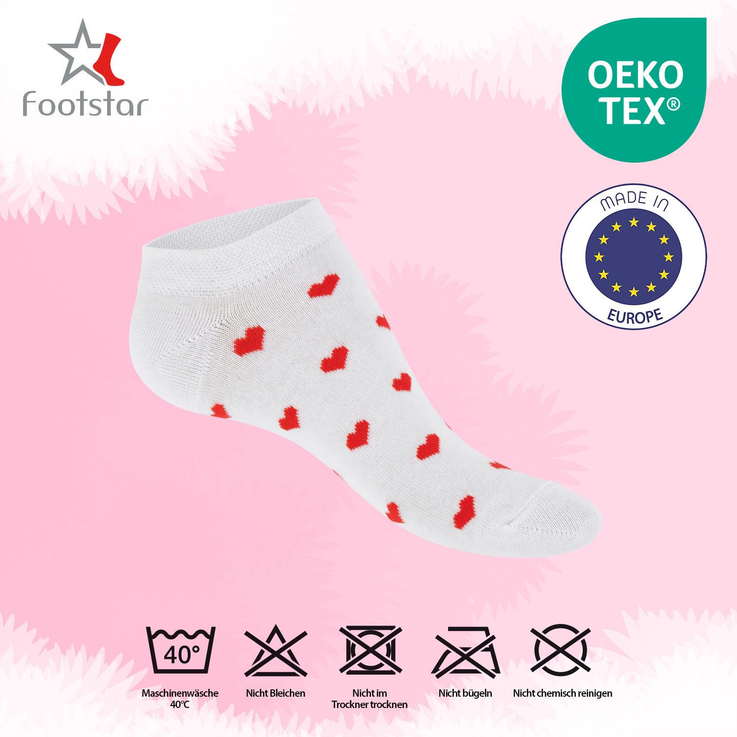 Footstar Sneakersocken Süße Damen Sneaker Socken (8 Paar) Kurze Söckchen mit Muster (8-Paar) – Bild 3 von 3