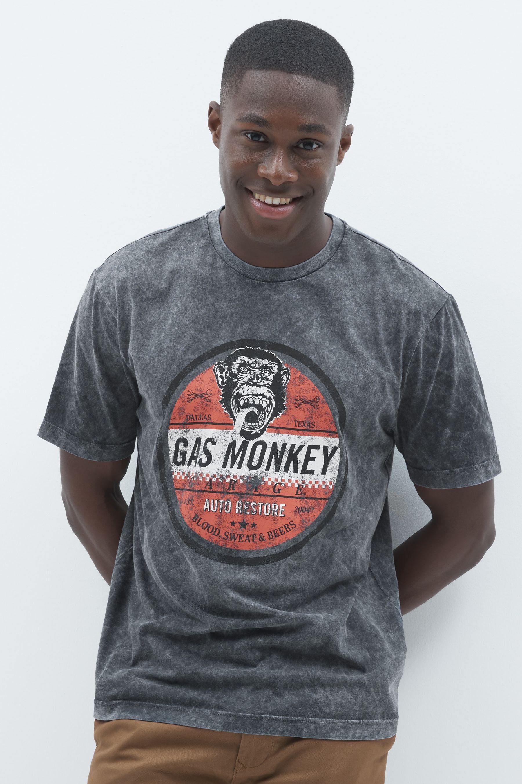 Film Grey Wash T-Shirt (1-tlg) Acid Next TV Gas Lizenziertes T-Shirt And Monkey