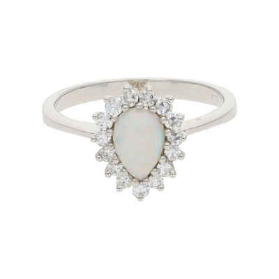 JuwelmaLux Fingerring JuwelmaLux Damenring 585/000 (14 Karat) Weißgold mit Opal und Diamant (kein Set, 1-tlg)