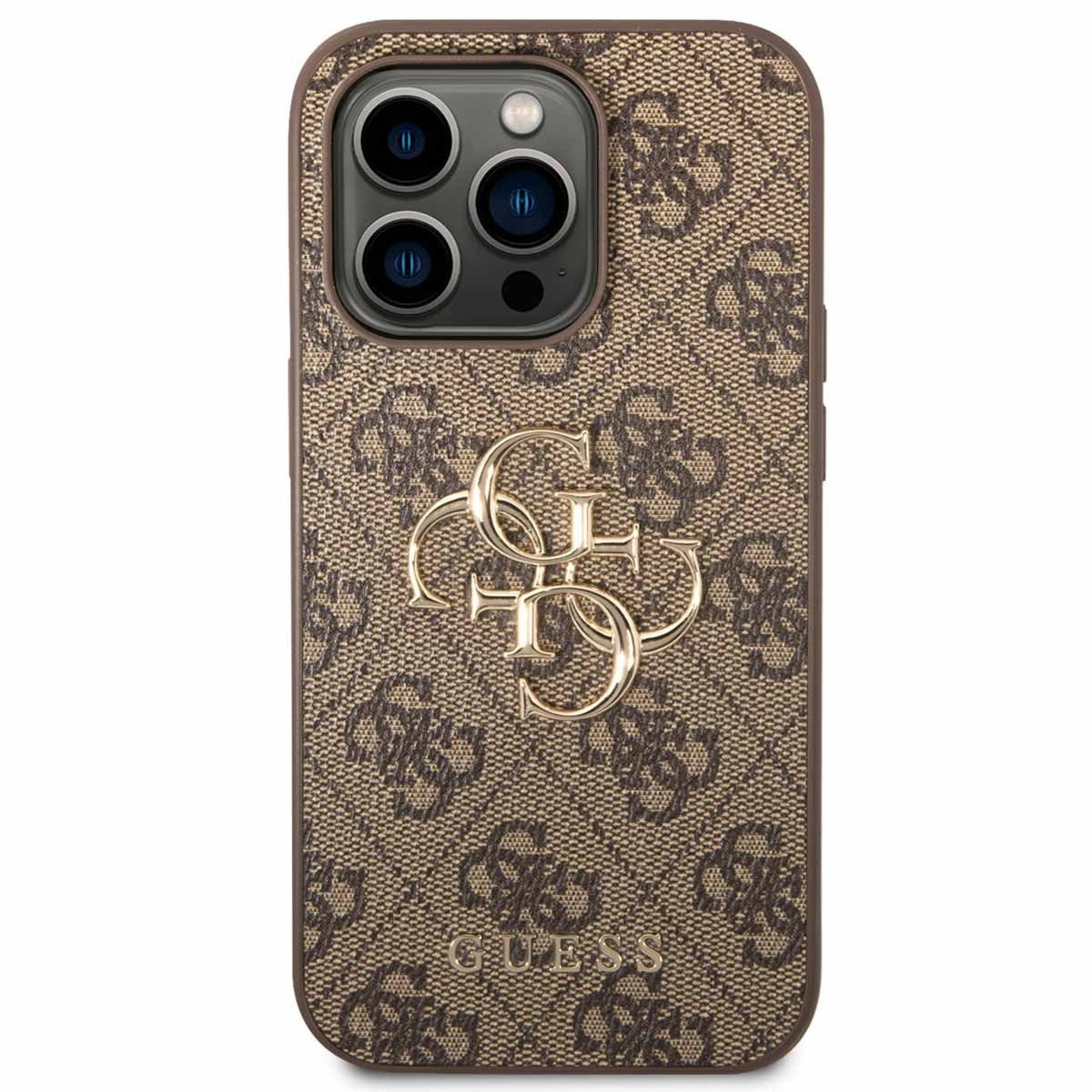 Guess Backcover Guess 4G Metal Logo Back Cover Apple iPhone 15 Pro - Braun