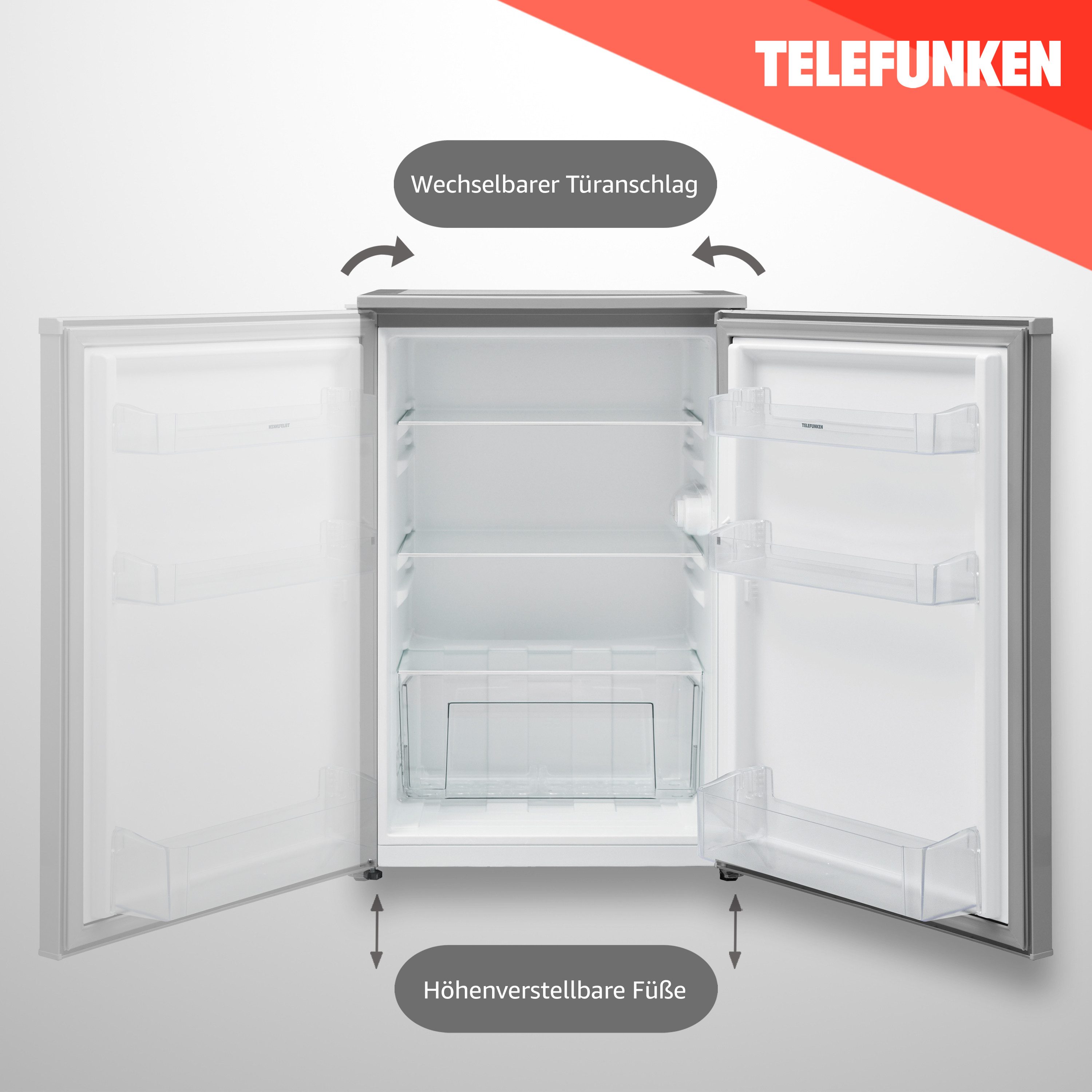 Telefunken Kühlschrank C-135-100-S, 83.8 cm hoch, 54 cm breit, 135 Liter Nutzinhalt, ohne Gefrierfach, klein, freistehend, silber – Bild 4 von 5