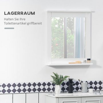 Kleankin Spiegel Wandspiegel Modernes Design platzsparend MDF Glas Weiß (Set, 1-St., inkl. Badezimmerspiegel), mit Ablage