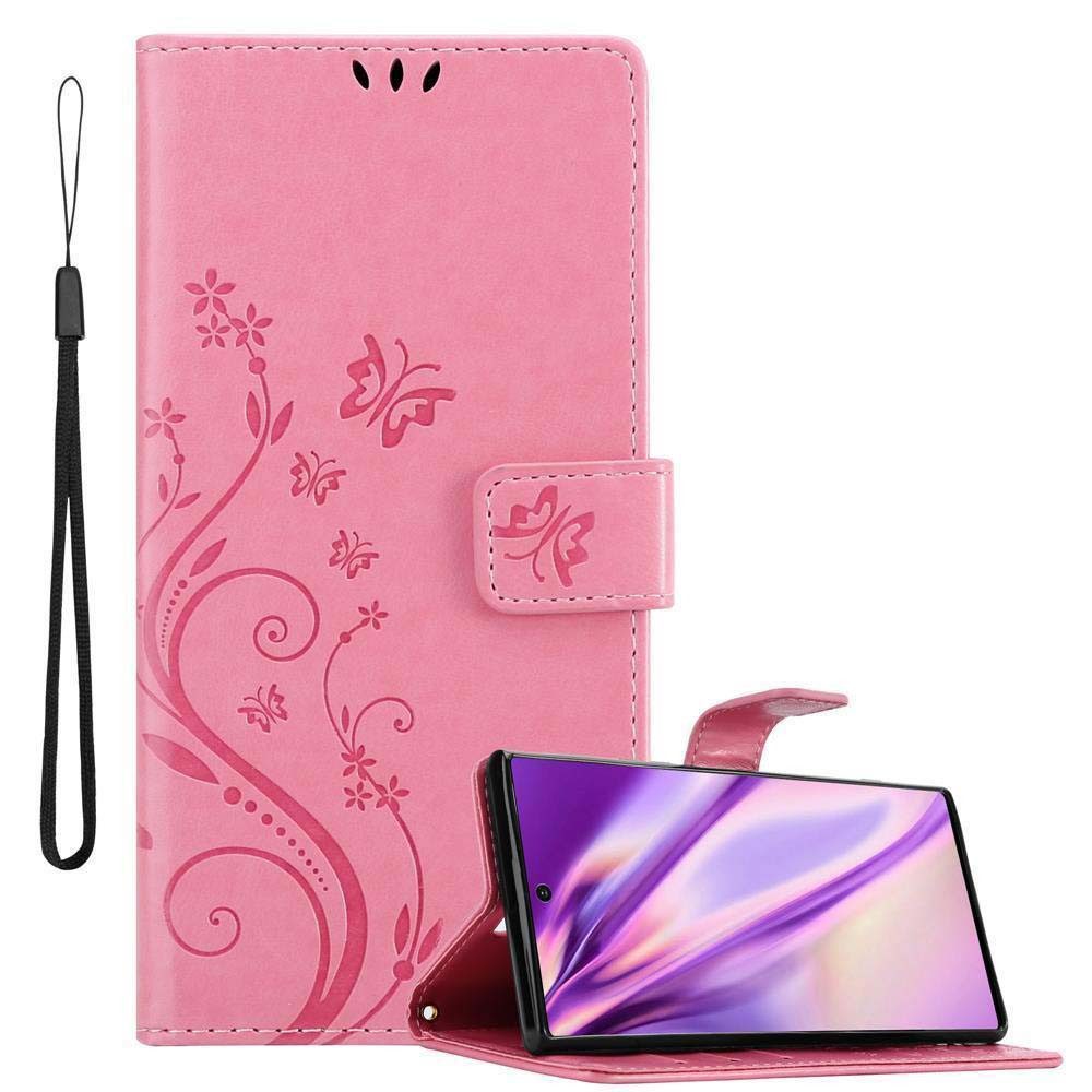 Cadorabo Handyhülle für Samsung Galaxy NOTE 10 PLUS Hülle Samsung Galaxy NOTE 10 PLUS, Hülle Schutzhülle Blumen Flower mit Standfunktion Kartenfach Magnet
