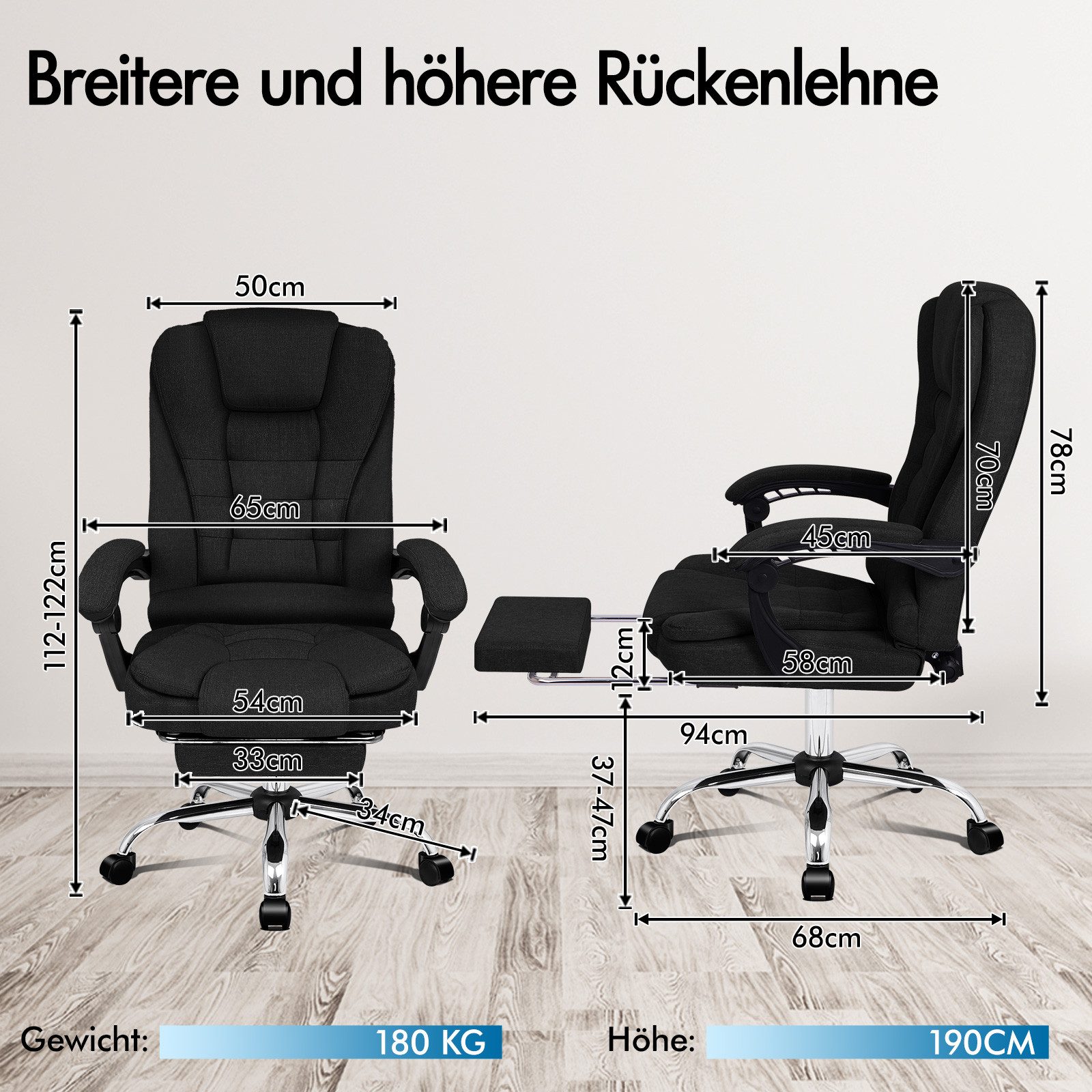 ALFORDSON Bürostuhl 8-Punkt-Massage-Vibration, Höhenverstellbarer Chefsesse günstig online kaufen