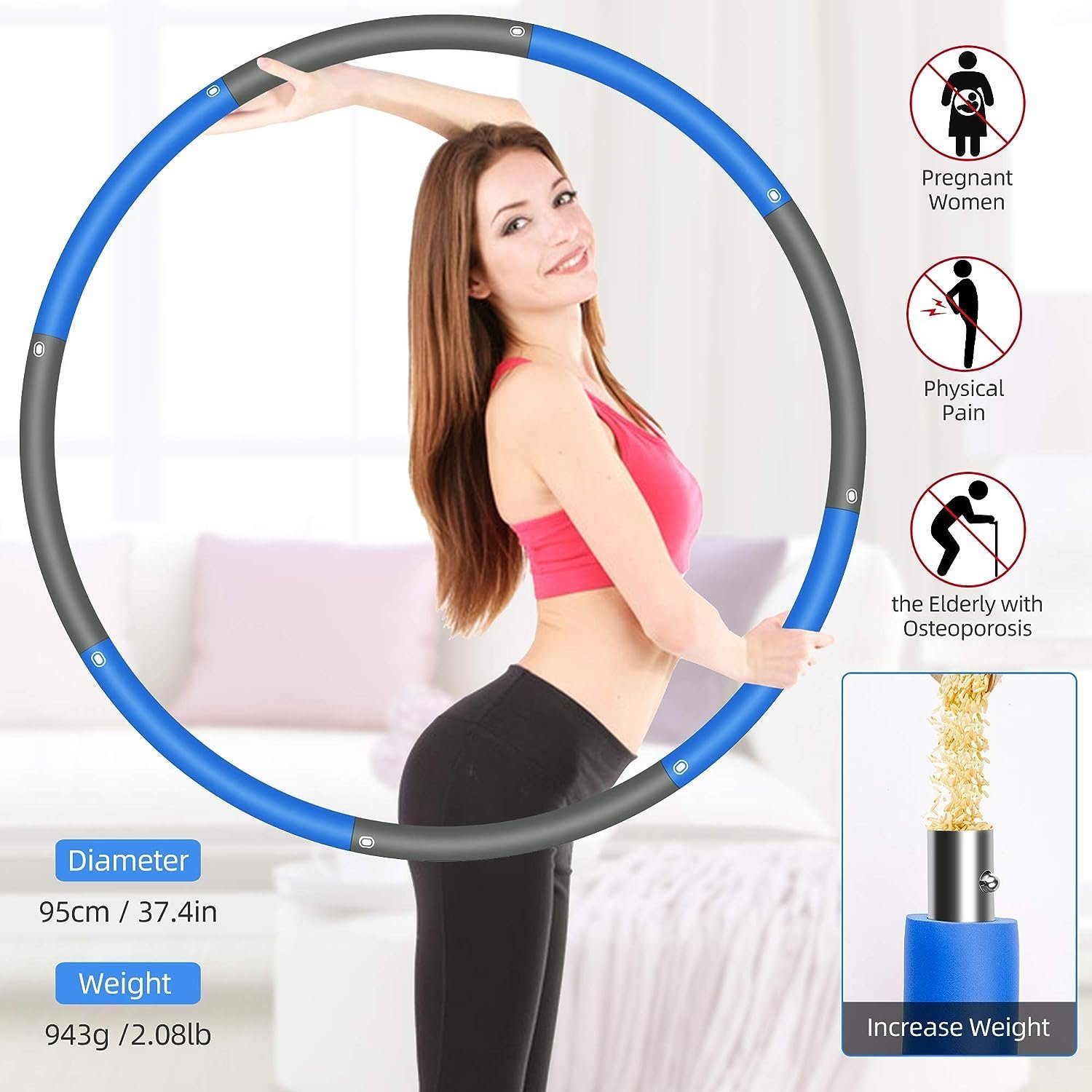 KG Reifen Blau Fitness zum erwachsene WANAP 1 Reifen hullahub Grau Hula-Hoop-Reifen abnehmen,