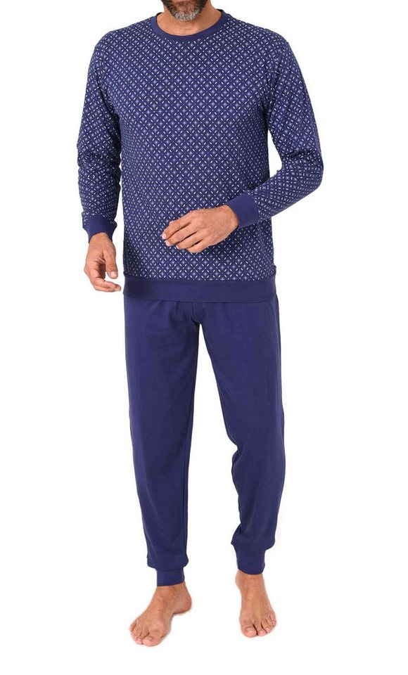 Normann Pyjama Normann Herren Schlafanzug langarm mit Bündchen in edler Optik