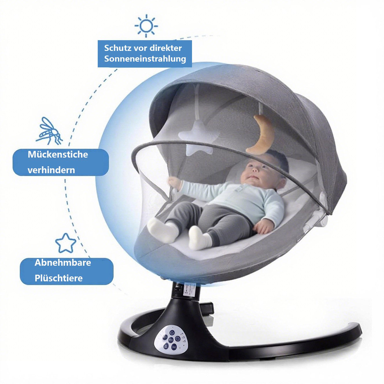 CLTYQ Babywippe babyschaukel Kippfunktion,klappbar,Dreistufige Richtungsein günstig online kaufen
