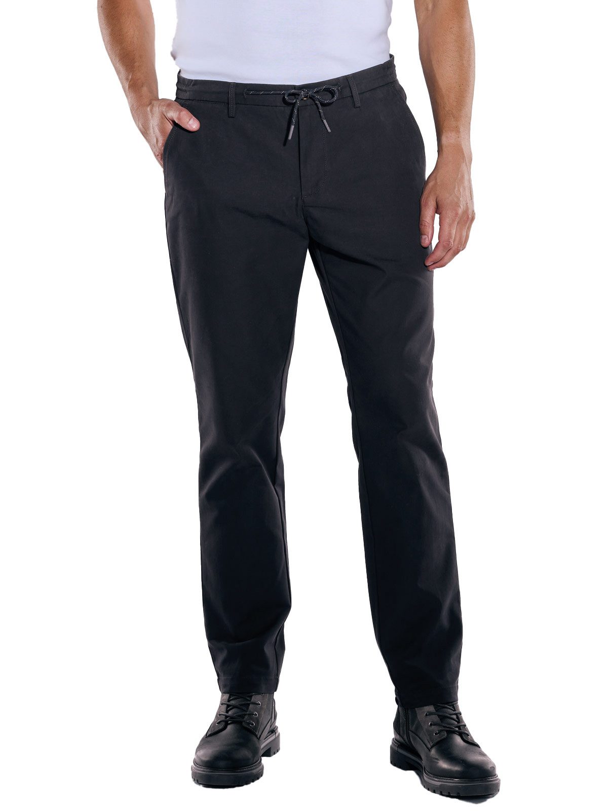 Engbers Chinohose Herren Chino mit Tunnelzug, Schwarz