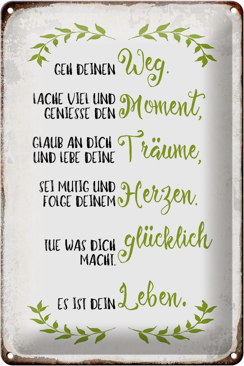 Metallschild Schild Blech 20x30cm - Made in Germany - Spruch geh deinen Weg lache v