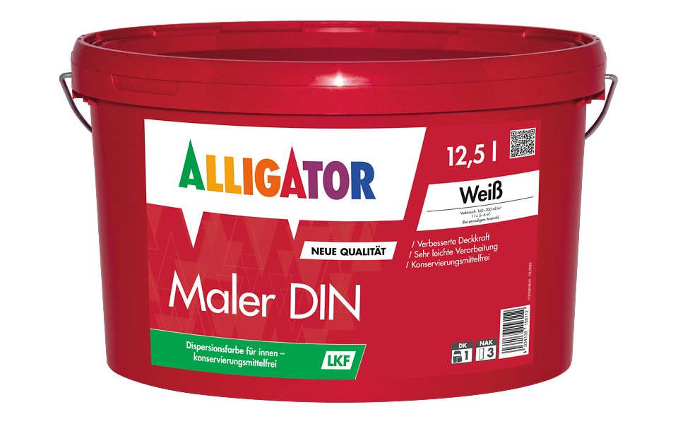 Alligator Wand- und Deckenfarbe Alligator Maler DIN LEF weiß 12,5 l