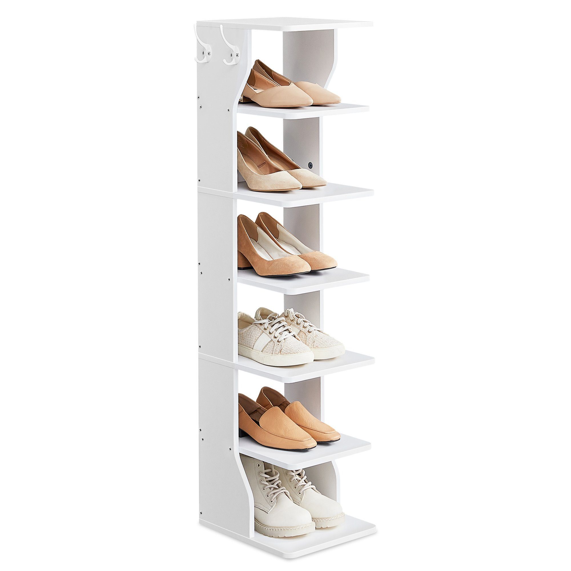 VASAGLE Schuhregal Standregal mit 7 Ebenen, Ecke Schuhablage Schmal
