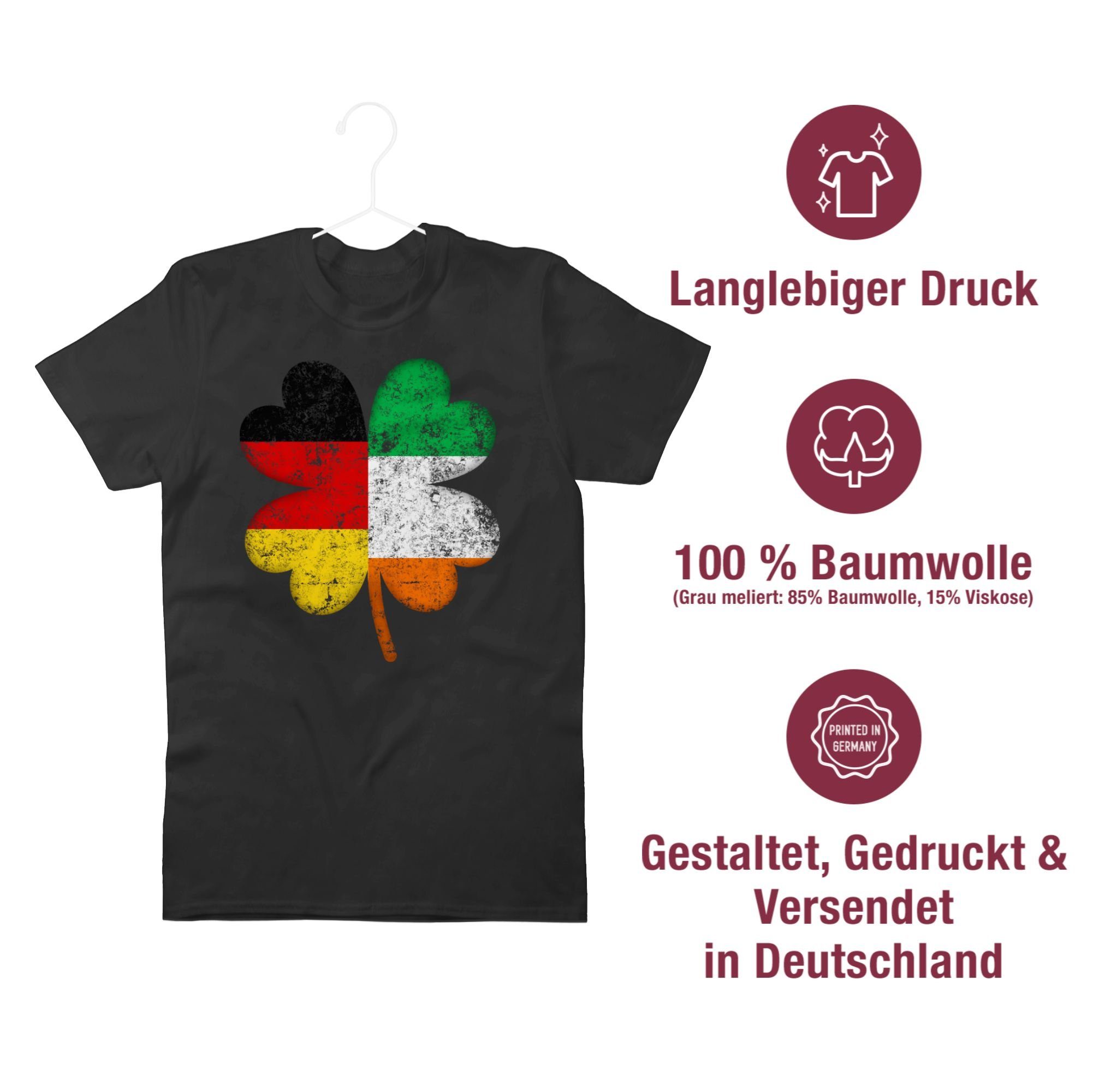 1 T-Shirt Irland Schwarz Shirtracer Deutschland Patricks Kleeblatt Day St.