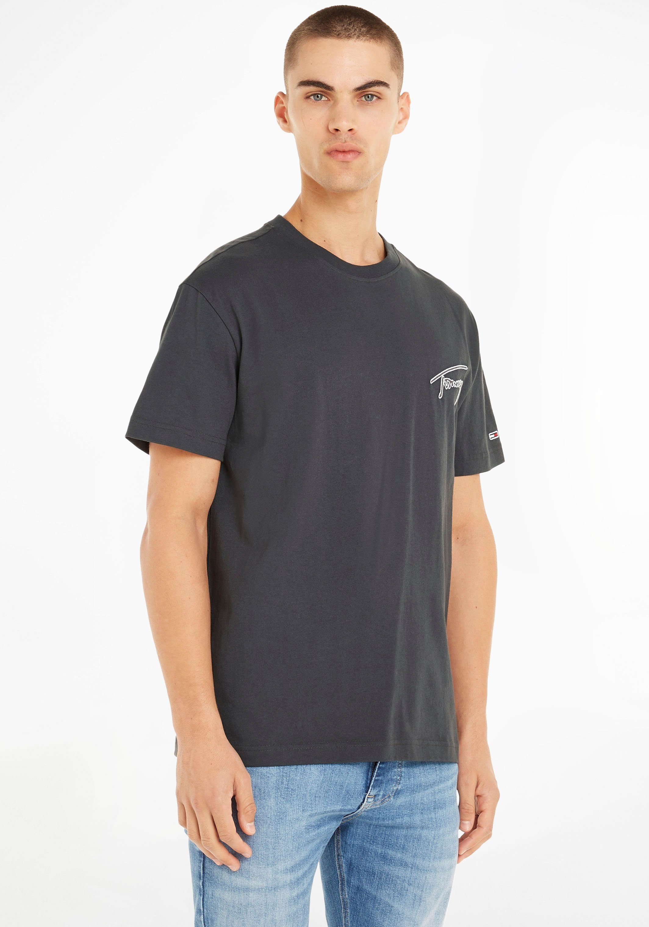 Tommy Jeans T-Shirt TJM CLSC SIGNATURE TEE mit Rundhalsausschnitt NewCharcoal