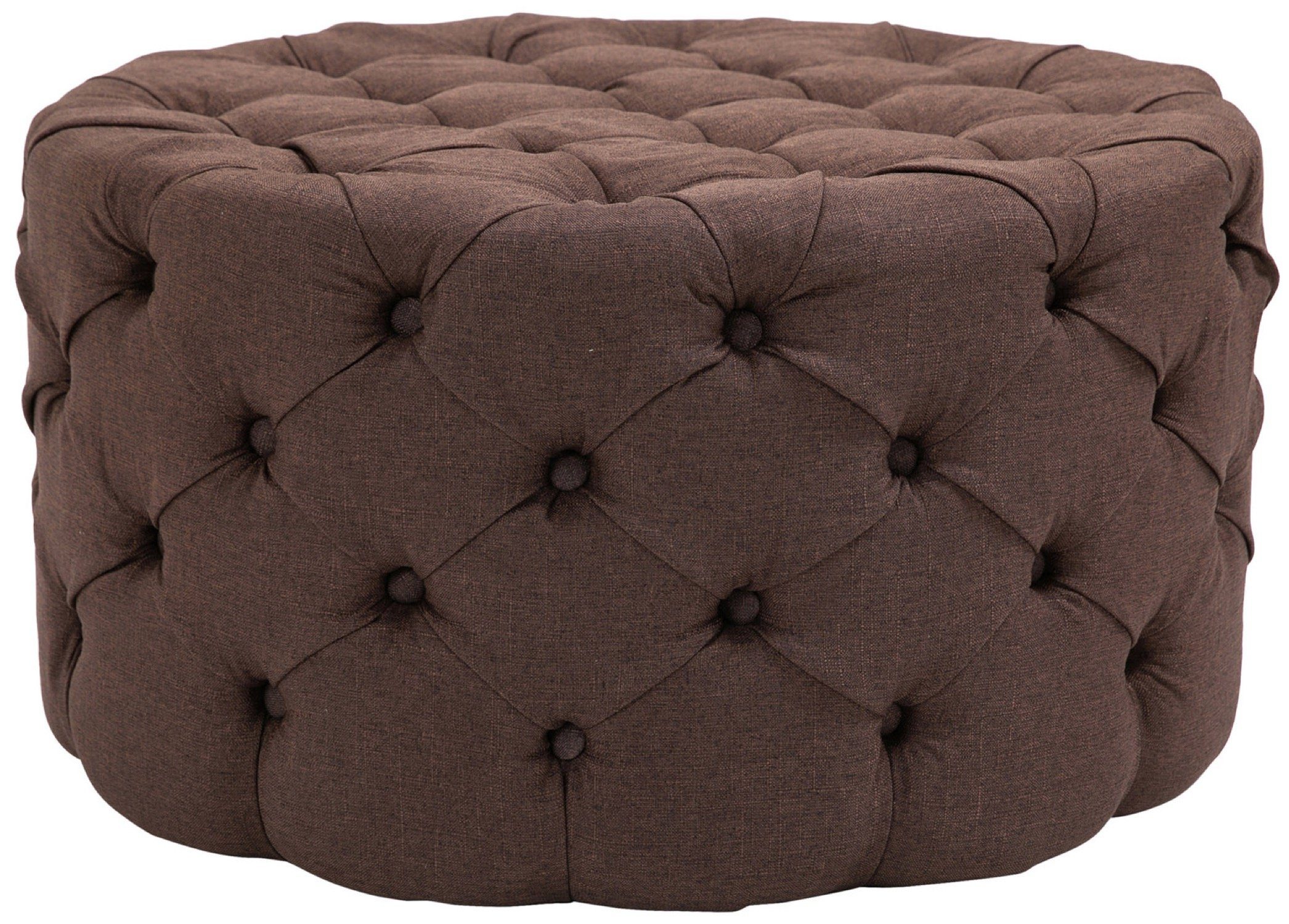 TPFLiving Sitzhocker Darcy Größe XL - Stylischer Stoffhocker (Beistellhocker mit stabilem Gestell und Bodenschonern, 1 St., Polsterhocker mit hohem Sitzkomfort - Farbe braun), Maße (HxBxT): 40 x 72 x 72 cm - Gewicht: 7 kg