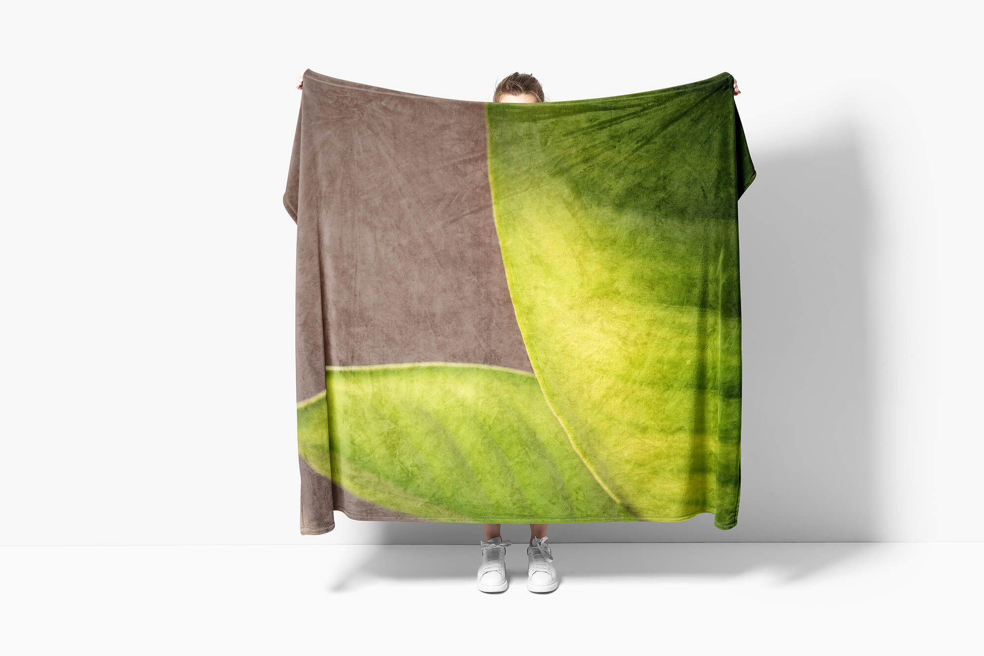 (1-St), Handtücher Kuscheldecke Art Saunatuch Fotokunst Fotomotiv mit Sinus Baumwolle-Polyester-Mix Handtuch Strandhandtuch Handtuch Blätter,