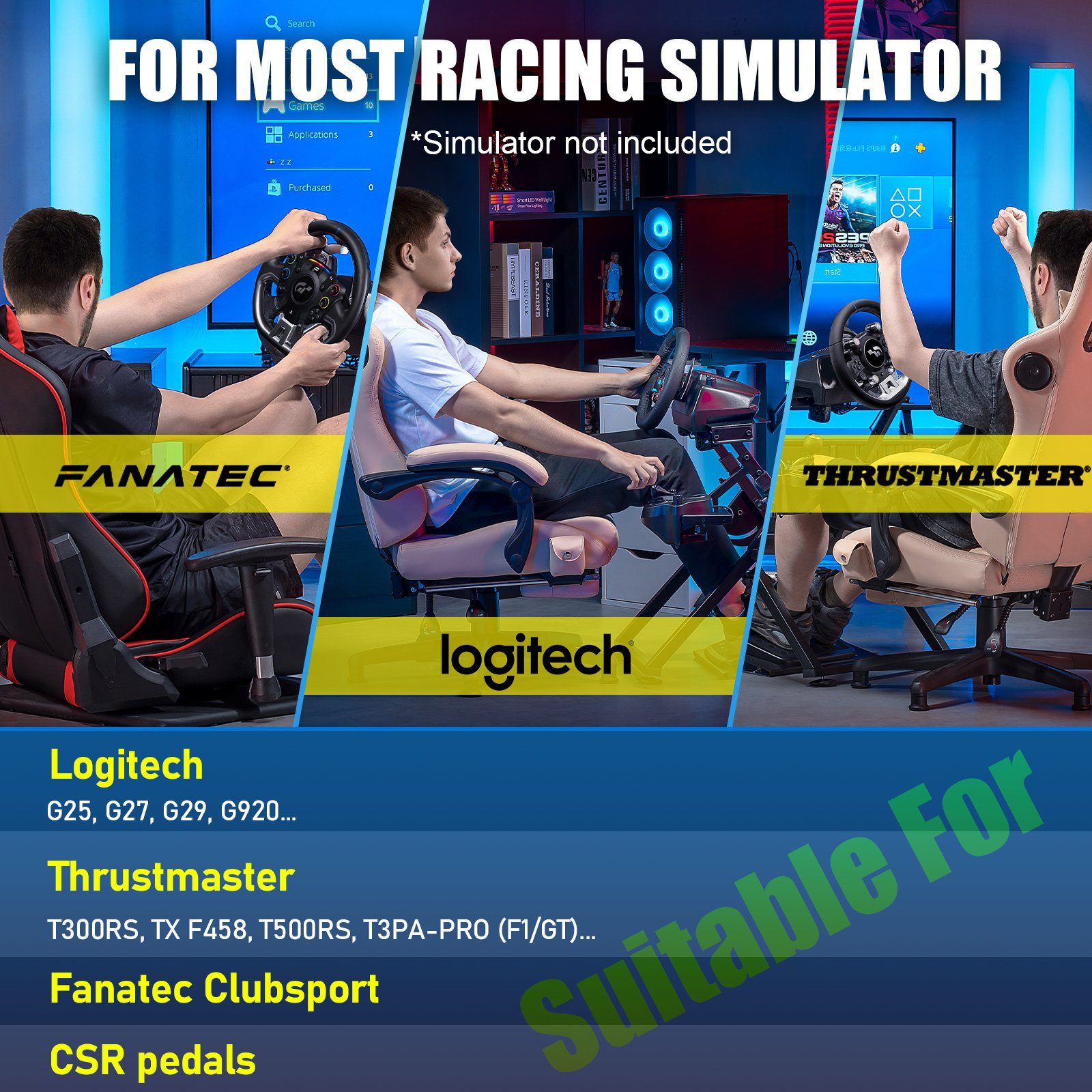 GTPLAYER Lenkradständer Lenkrad Gaming Wheel Stand für Logitech Controller (Neigungsverstellbares Gestell PS4 Xbox PC PS5)