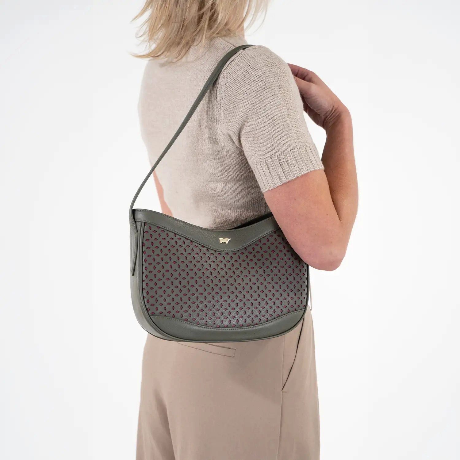 Braun Büffel Handtasche STELLA Hobo Bag olive/ pink