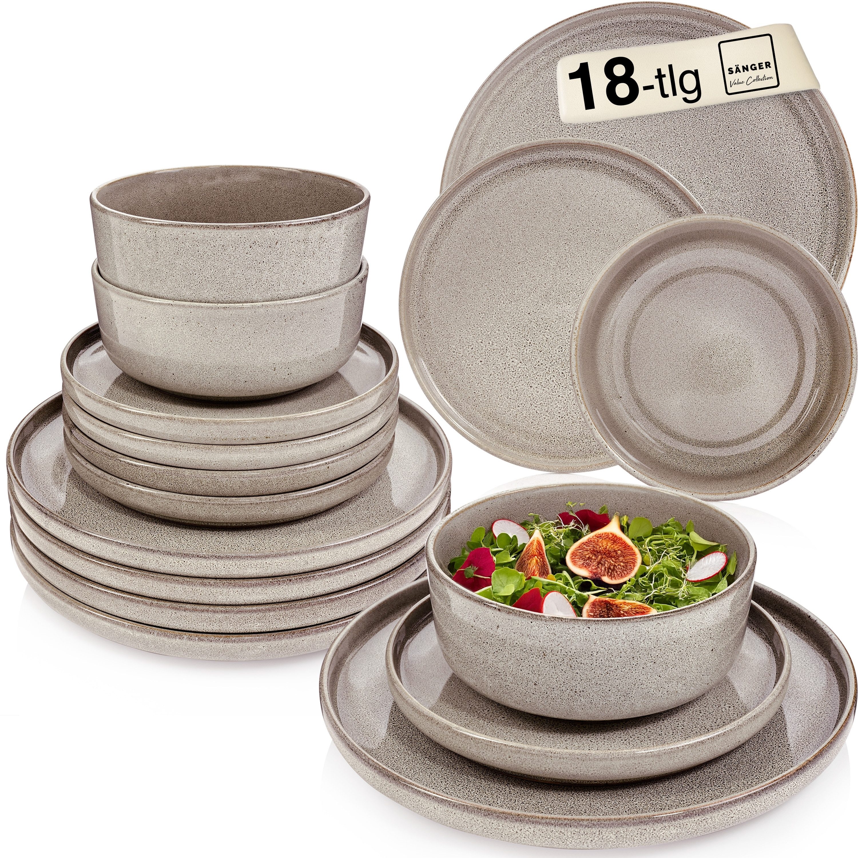SÄNGER Столовый сервиз Kairo (18-tlg), 6 Personen, Steingut, Kairo Clay, Handmade, VALUE COLLECTION