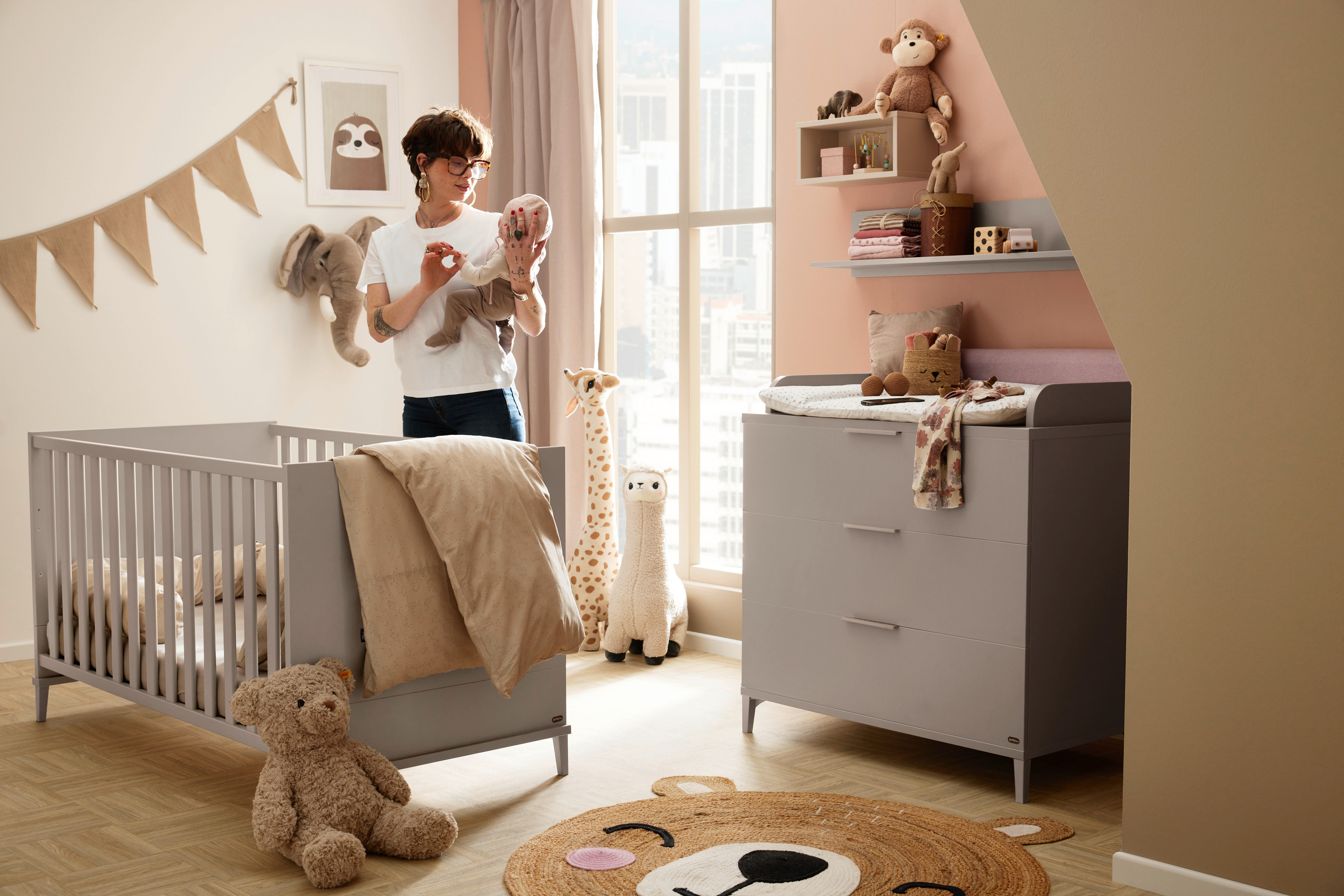 YUNY by PAIDI Babybett BROTHER STU in Taupe, Gitterbett höhenverstellbar, K günstig online kaufen