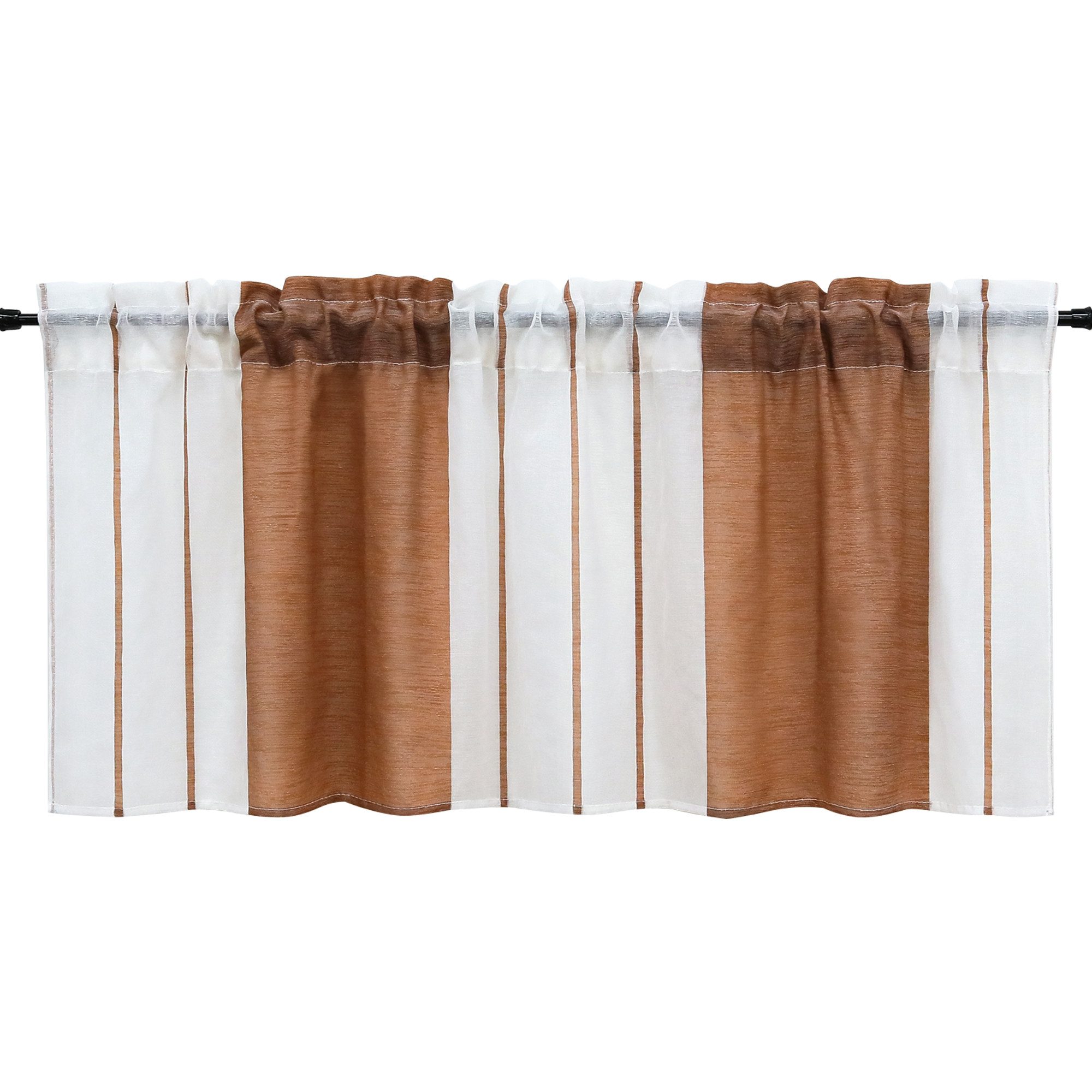 Joyswahl Scheibengardine Bistrogardine Kurzstore mit Streifen (1 St), Stangendurchzug, halbtransparent, Polyester, Zweifarbige Längsstreifen für Küche, Restaurant und Café