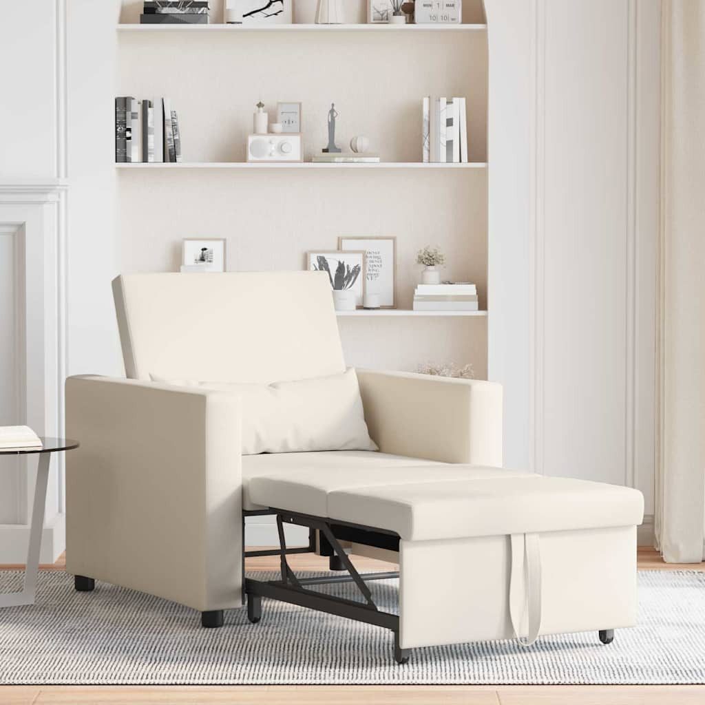 vidaXL Sessel Einzel-Schlafsofa mit Rädern Cremeweiß günstig online kaufen