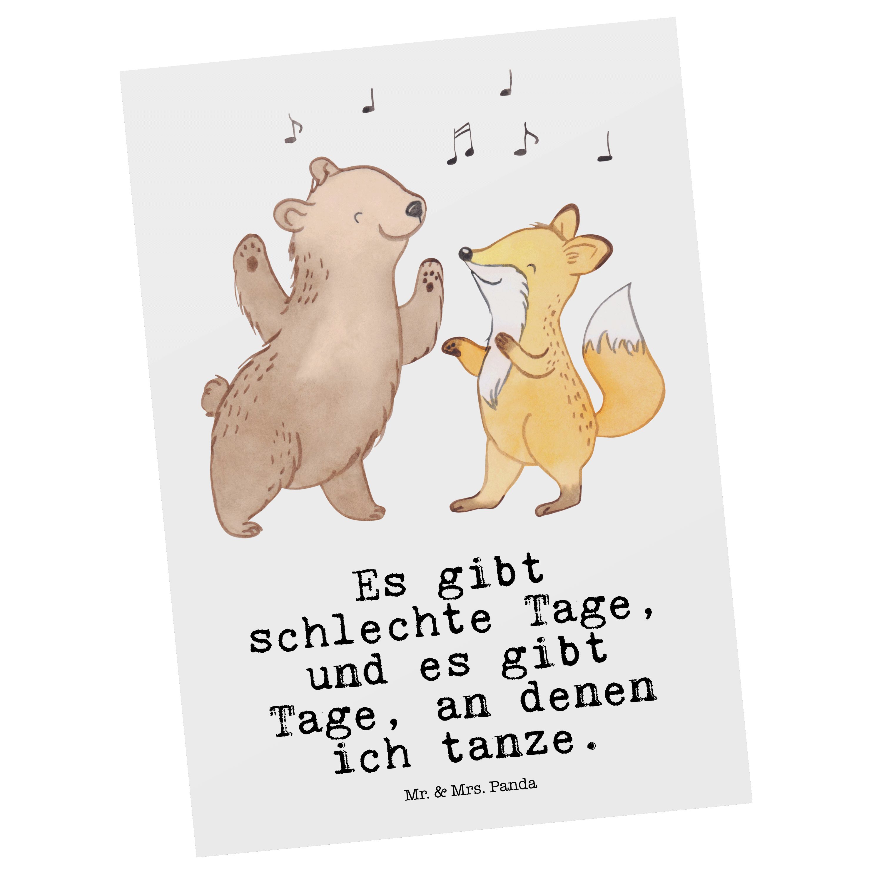 Mr. & Mrs. Panda Postkarte Hase Tanzen Tage - Weiß - Geschenk, Einladungskarte, Tanzschule, Gebu