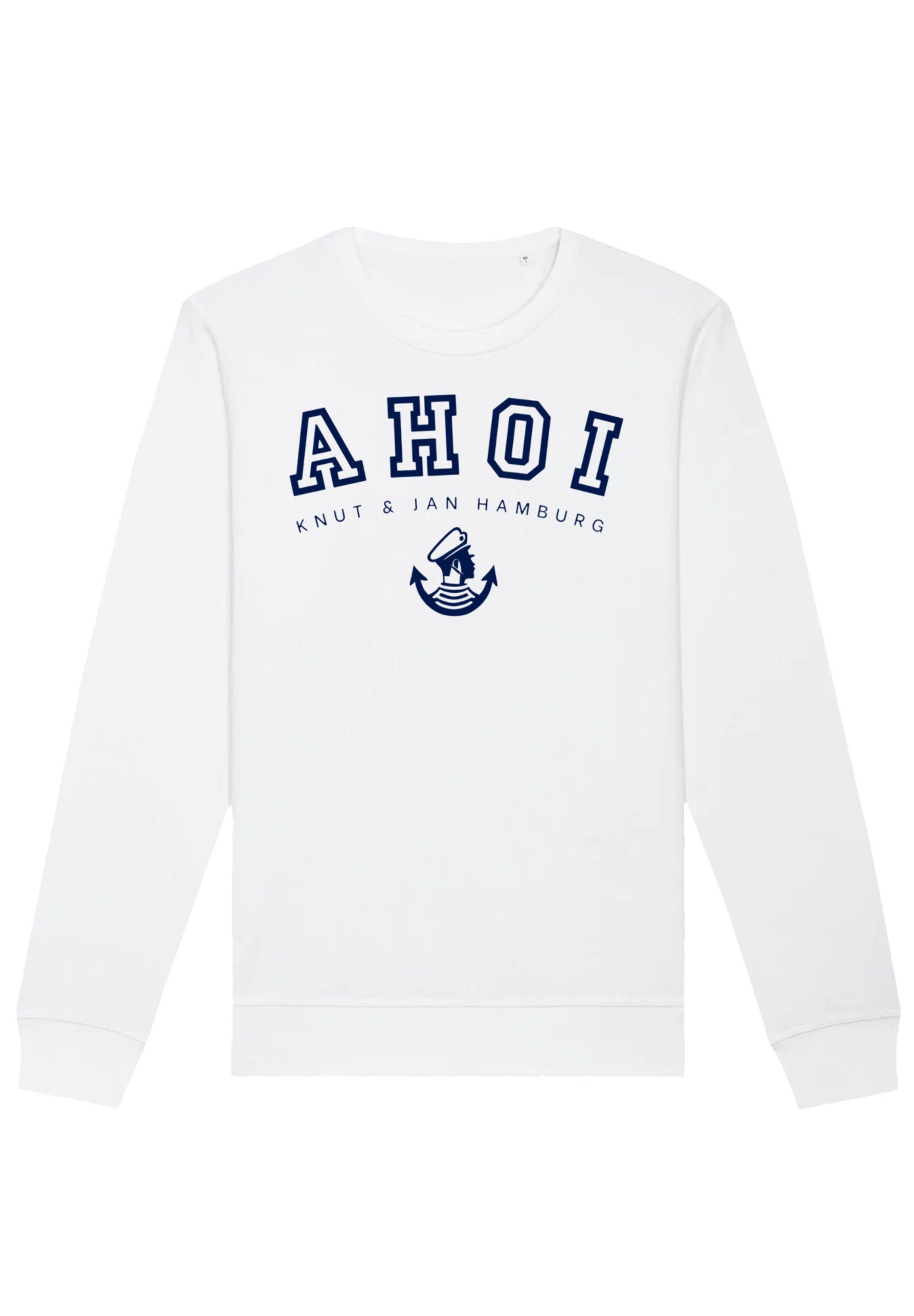 Ahoi Jan Print F4NT4STIC Knut Sweatshirt & Hamburg weiß