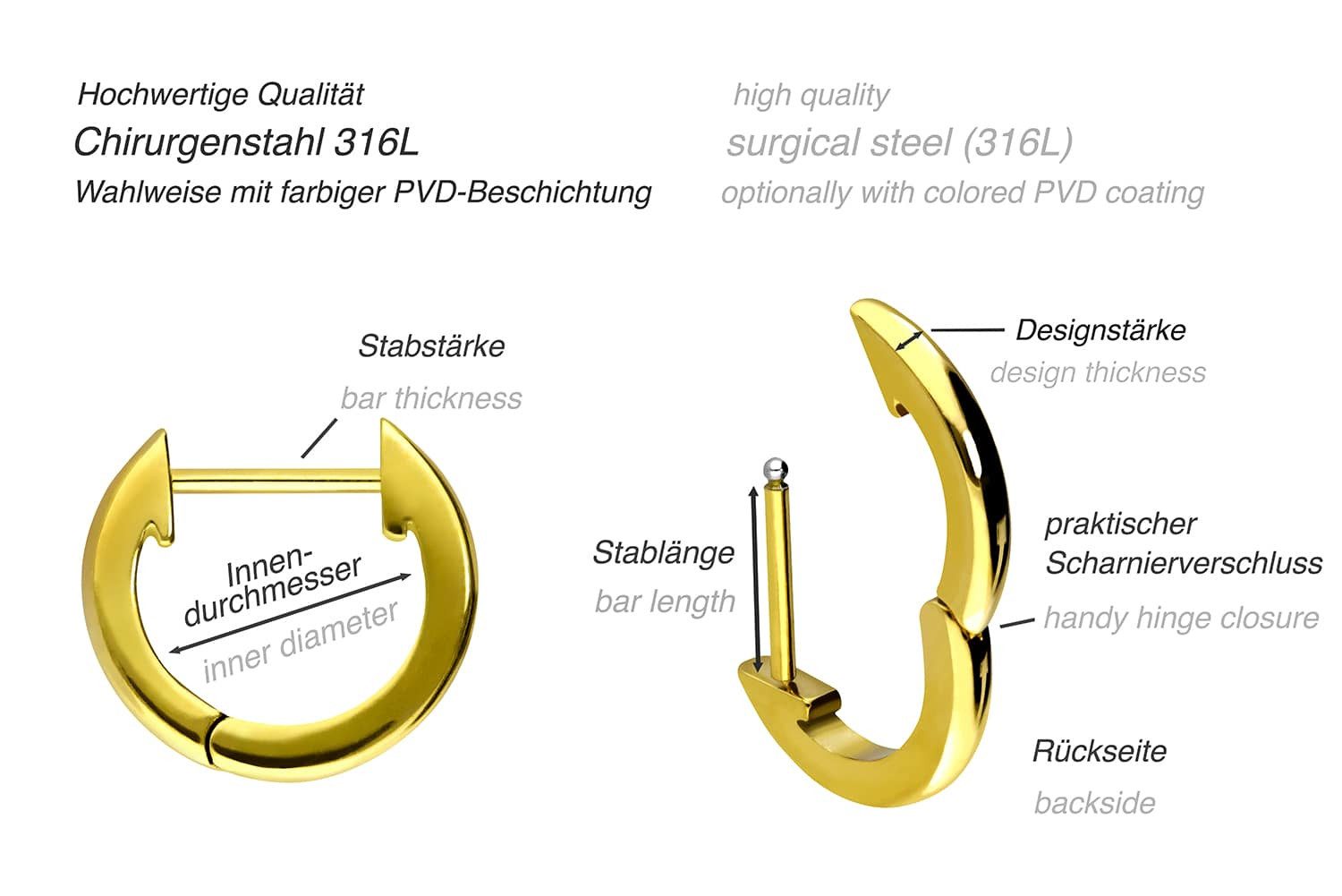 FILANGO Piercing-Set Chirurgenstahl Ohrclicker Creolen (Creolen günstig online kaufen