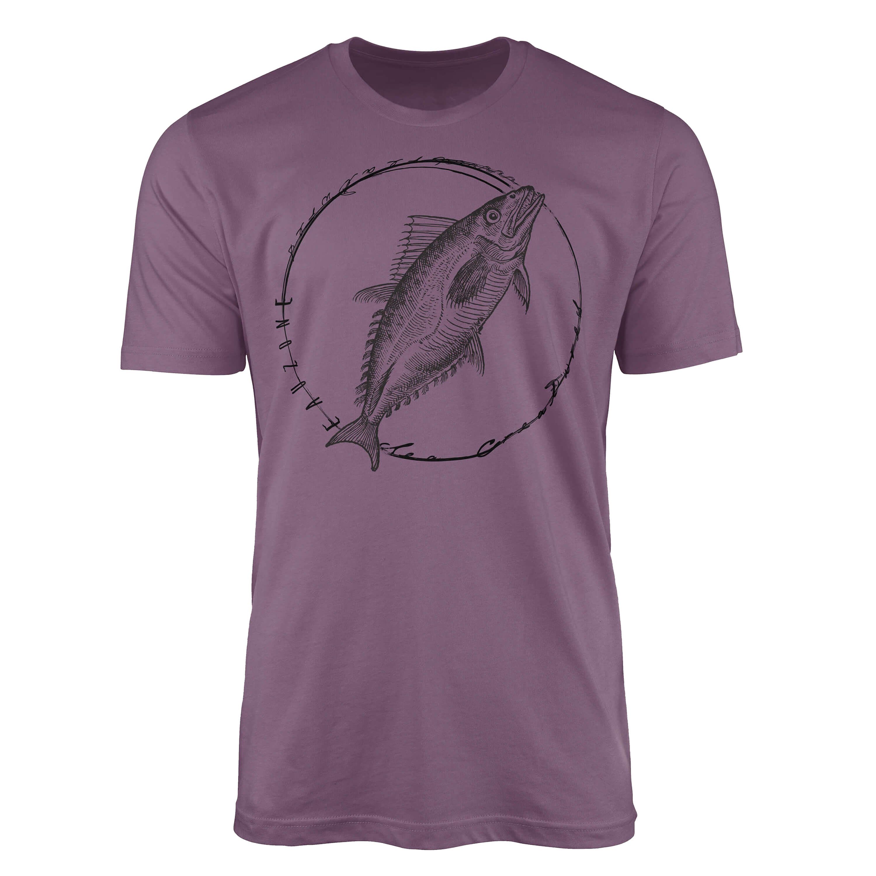 Sinus Art T-Shirt T-Shirt Tiefsee Fische - Serie: Sea Creatures, feine Struktur und sportlicher Schnitt / Sea 098 Shiraz