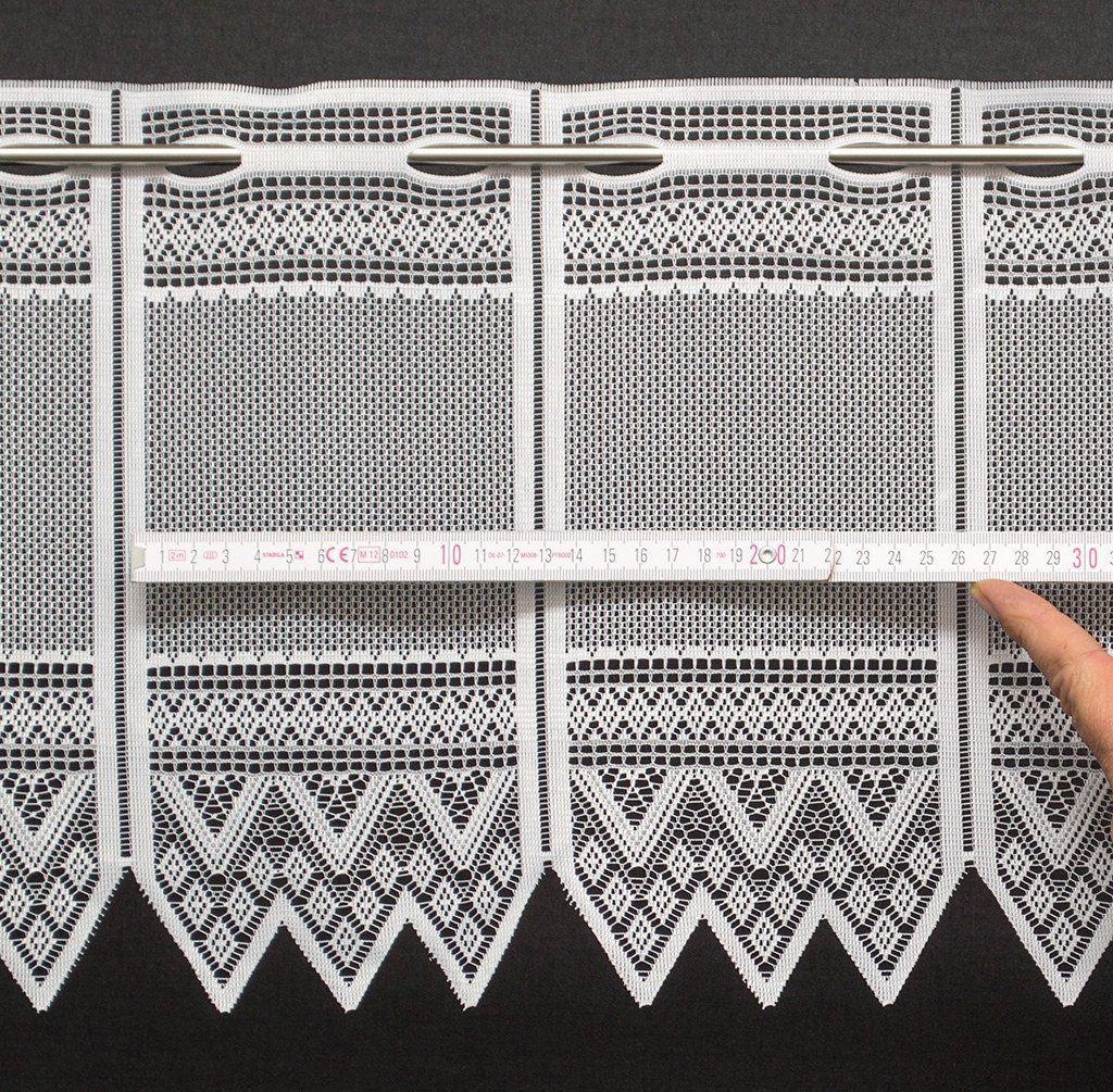 Kranzusch, und Gardinen Scheibengardine Breiten St), nach grafisch, verschiedene Stablöcher, (1 transparent, Stangendurchzug Höhen Kurzgardine, Jacquard transparent, Maß