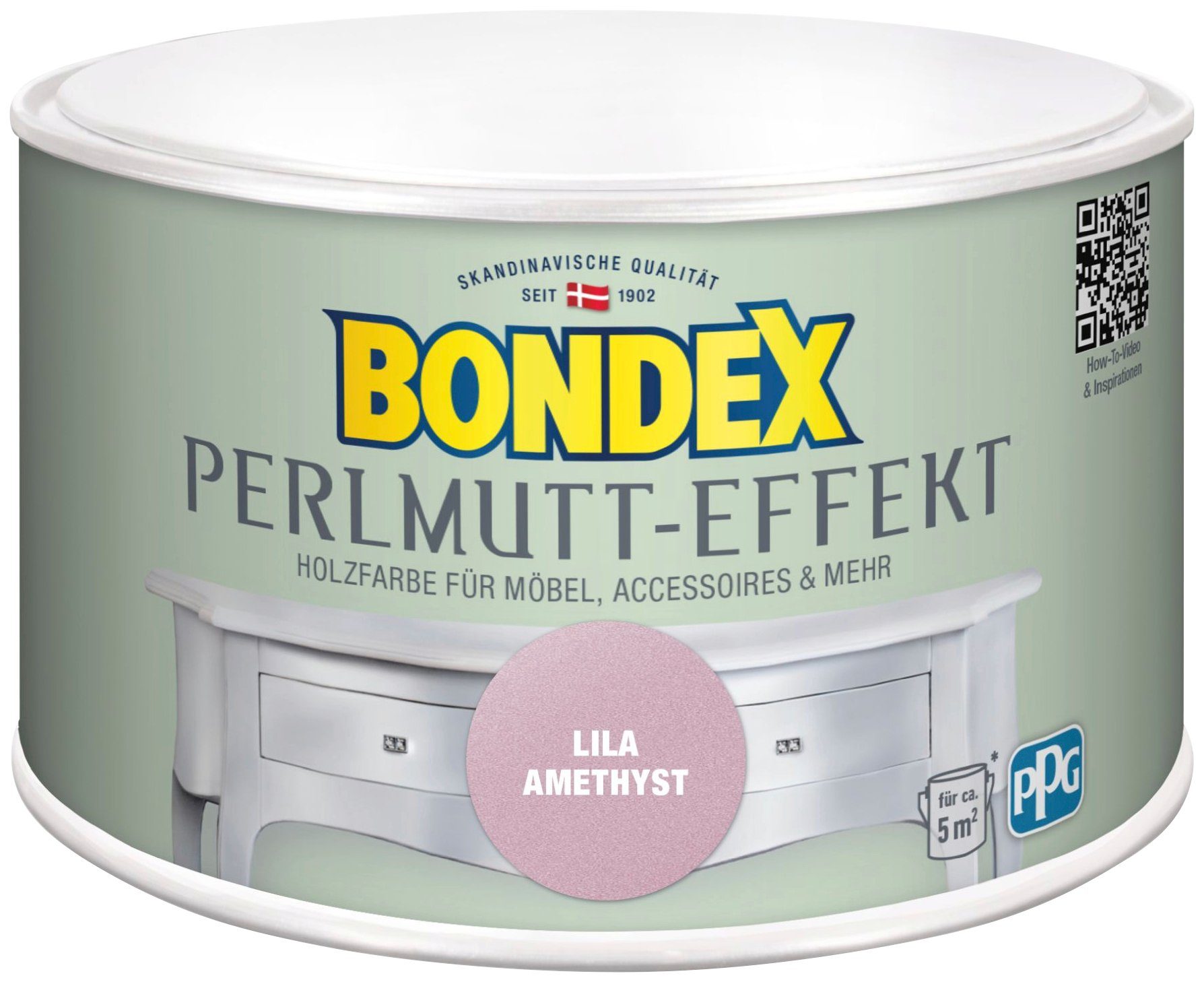 Bondex Bastelfarbe PERLMUTT-EFFEKT, Holzfarbe für Möbel & Accessoires, 0,5 l Lila Amethyst