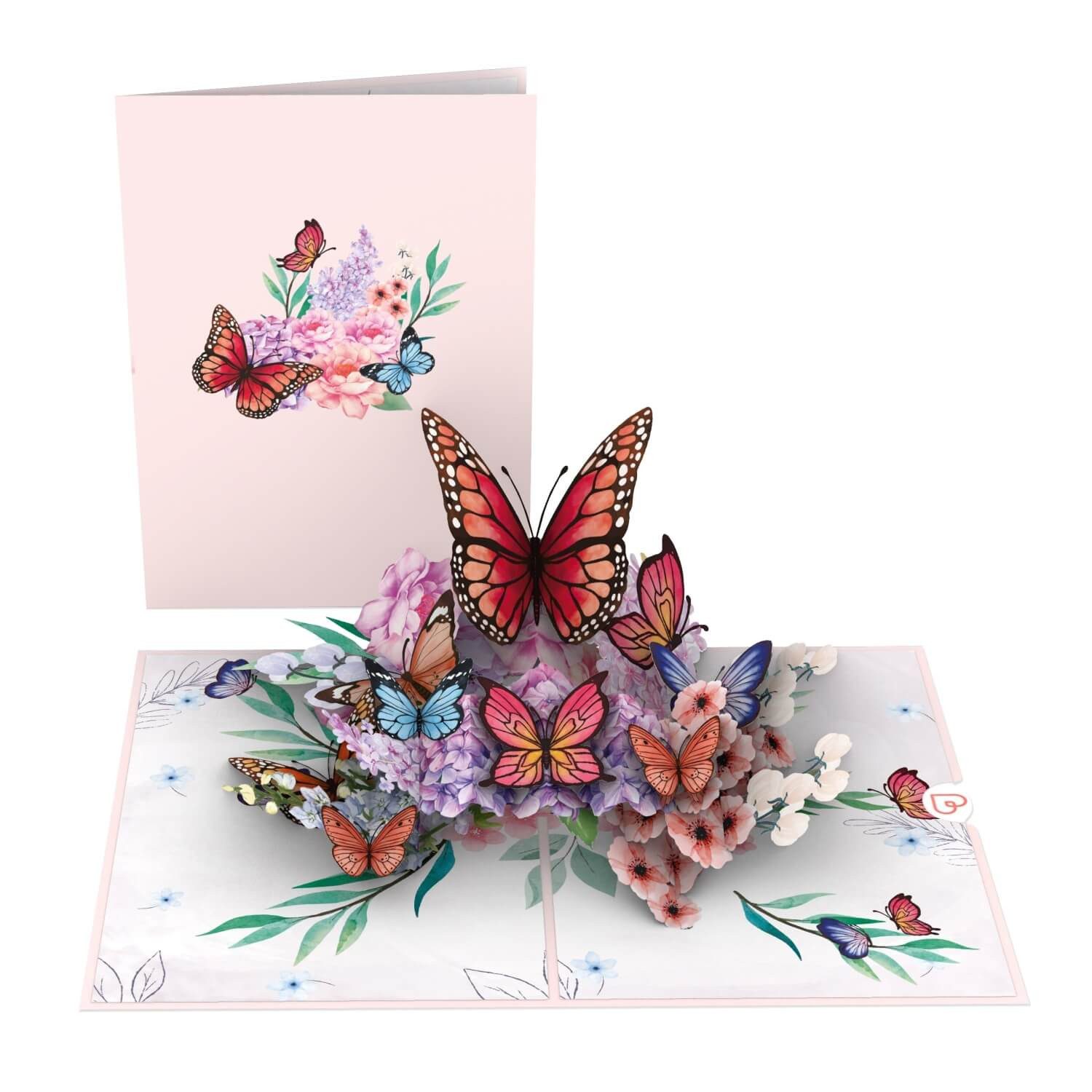 papercrush Geburtstagskarte Schmetterlinge auf Blumen, Pop-Up Karte Geburtstag für Frauen, Handgemacht