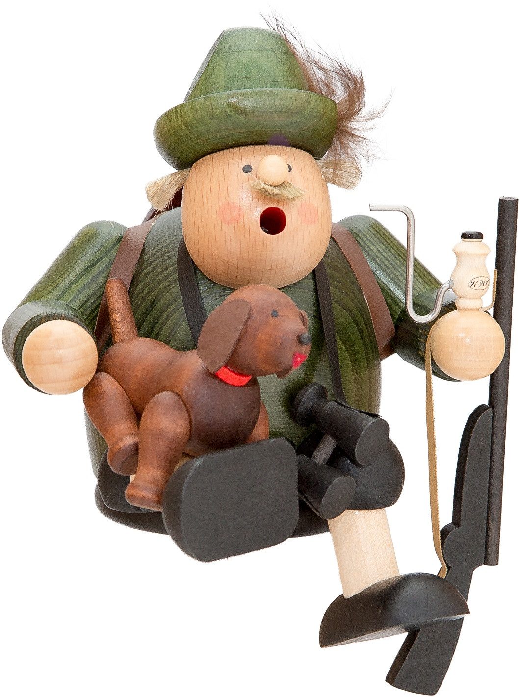 KWO Kunstgewerbe Werkstätten Räuchermännchen KWO Räuchermann Kantenhocker Förster, (1 St), Handarbeit aus dem Erzgebirge