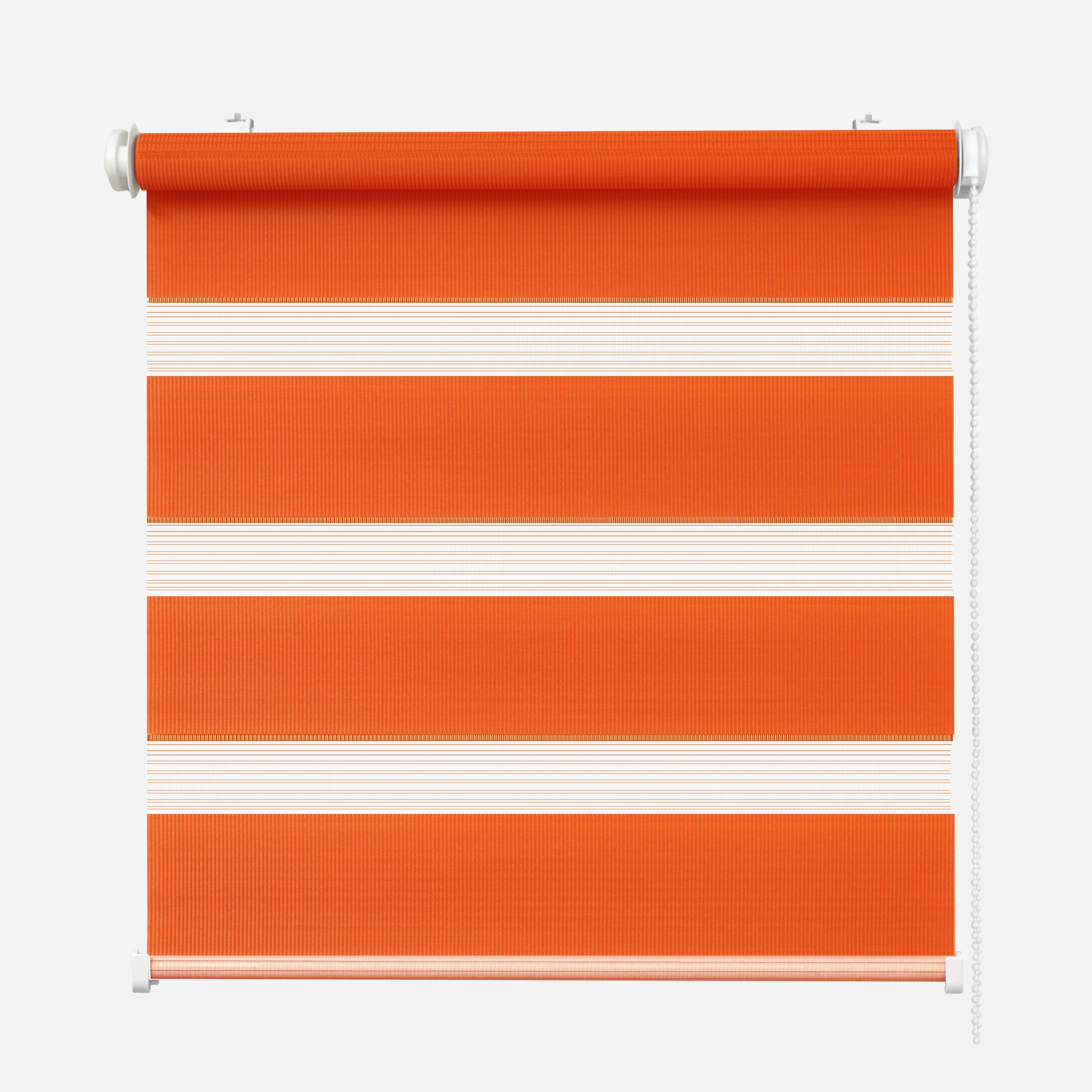 oder Rikmani, COR Fensterrollo Schraubmontage Zebrarollo, Klemmfixierung Orange Doppelrollo Klemm- Duo-Rollo