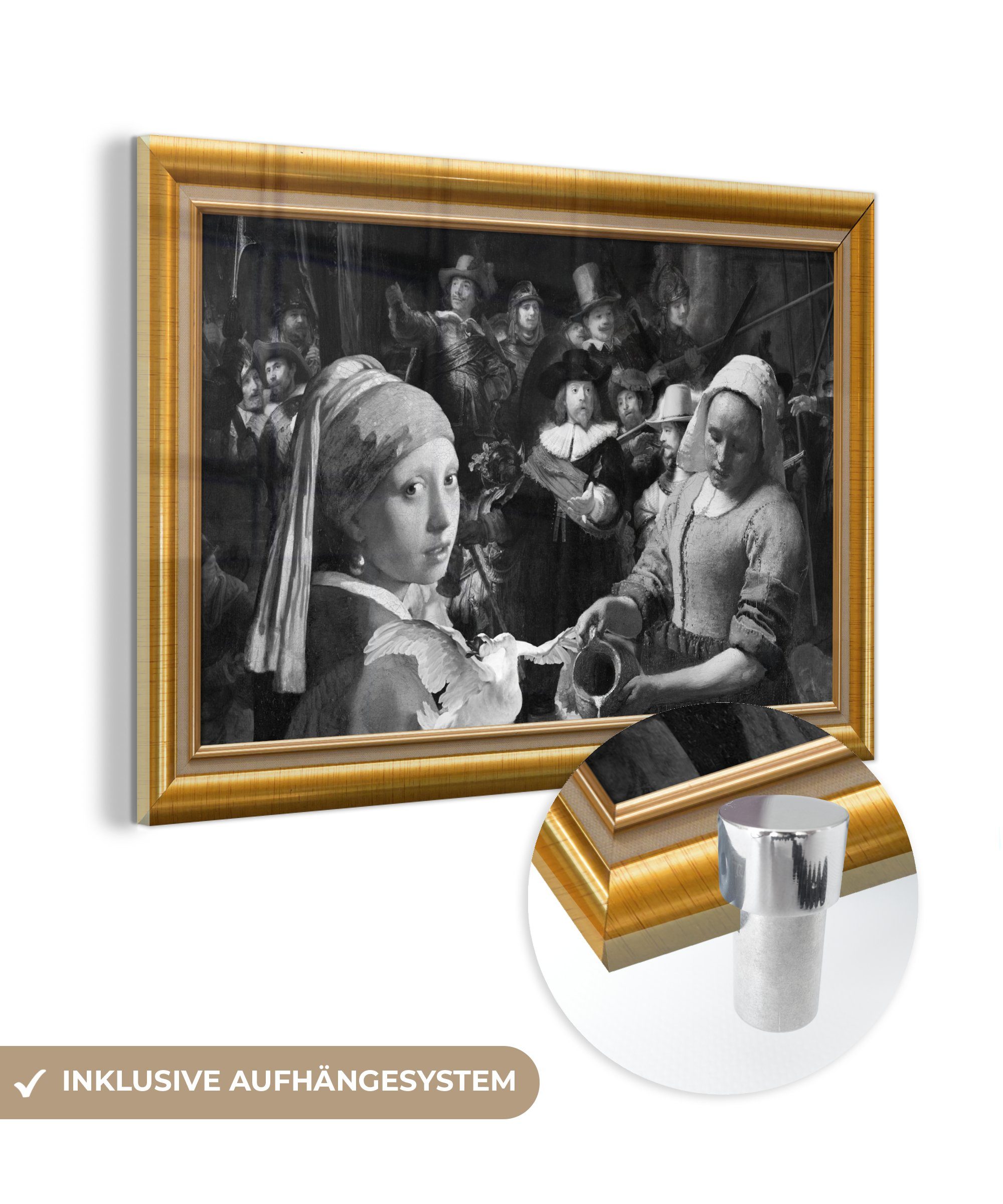 MuchoWow Acrylglasbild Kunst - Alte Meister - Gold - Liste, (1 St), Glasbilder - Bilder auf Glas Wandbild - Foto auf Glas - Wanddekoration
