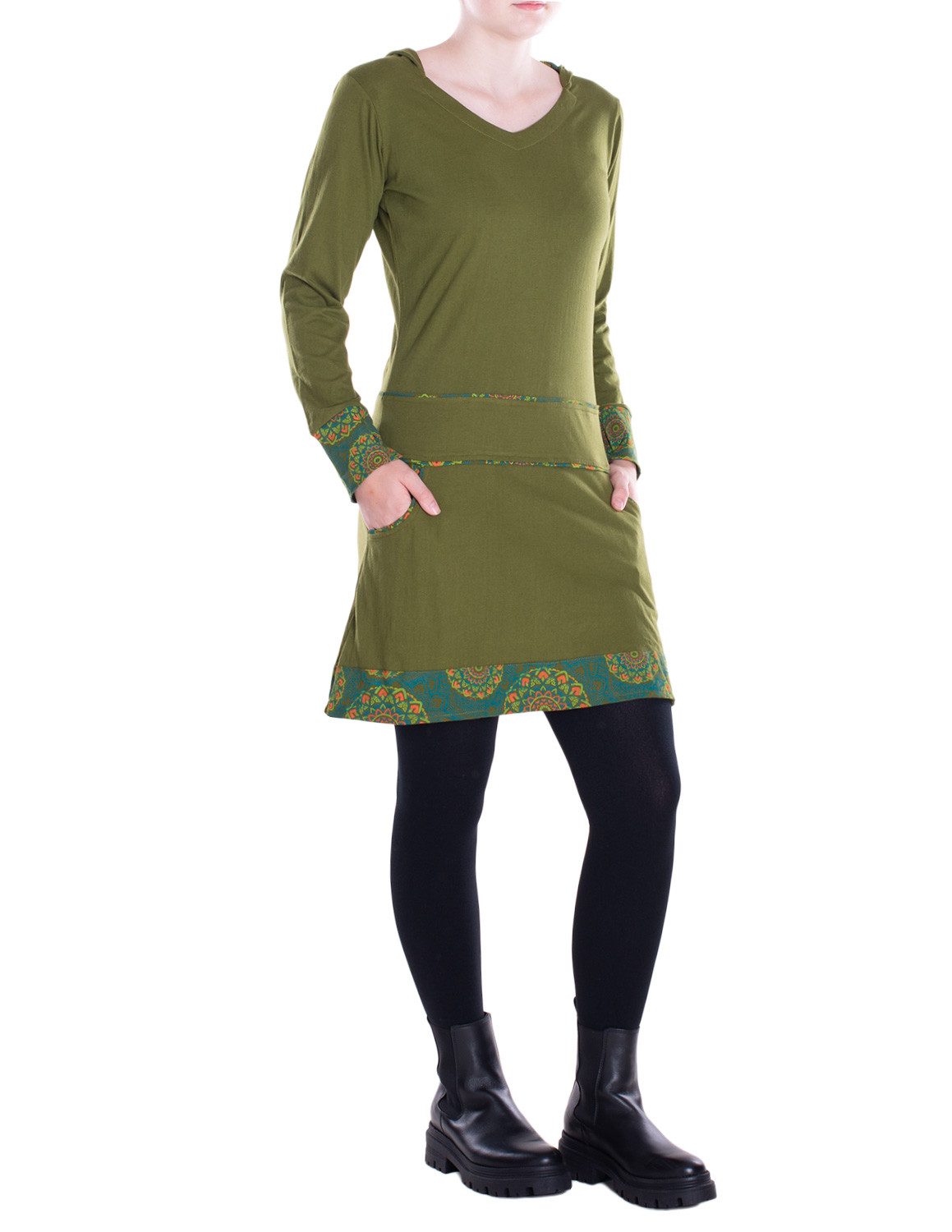 Vishes A-Linien-Kleid Damen Kleid Baumwolle Casual günstig online kaufen